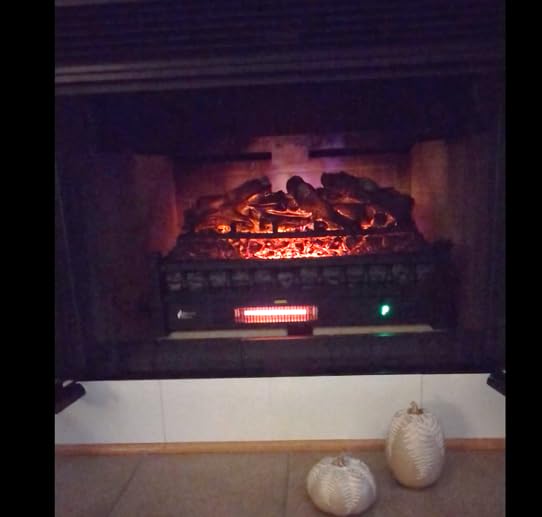 TURBRO Eternal Flame 26-Inch Infrared Quartz Electric Fireplace Log Heater, Realistic Lemonwood Logs, Adjustable Flame Colors, Remote Control, Thermostat, Timer, EF26-LG, 1500W customer photo 2