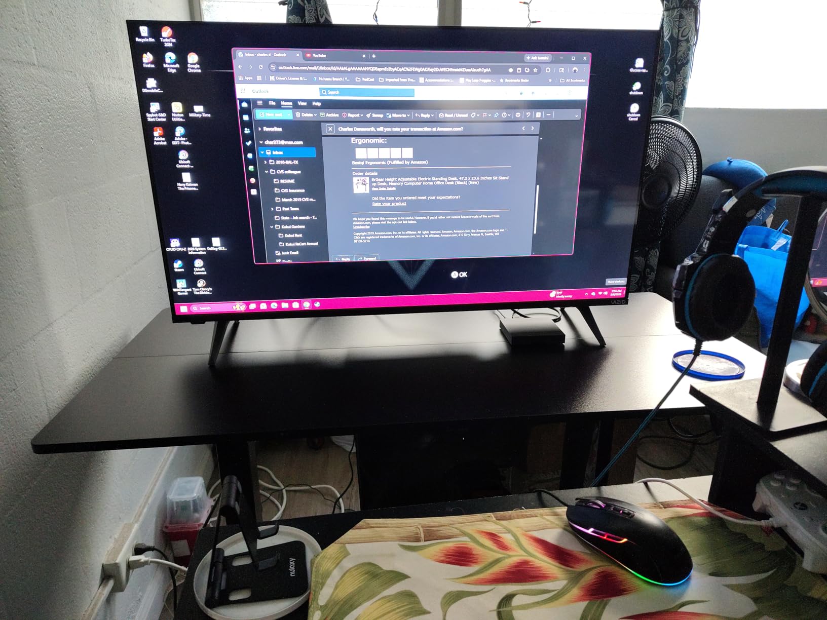 ErGear Height Adjustable Electric Standing Desk, 48 x 24 Inches Sit Stand up Desk, Memory Computer Home Office Desk, Black customer photo 2