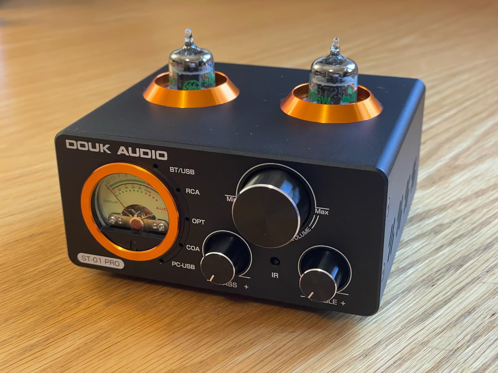Douk Audio ST-01 PRO 200W Bluetooth Amplifier, 2 Channel Vacuum Tube Power Amp with USB DAC/Coaxial Optical Inputs/VU Meter/Treble Bass Control for Home Theater/Stereo Speakers customer photo 2