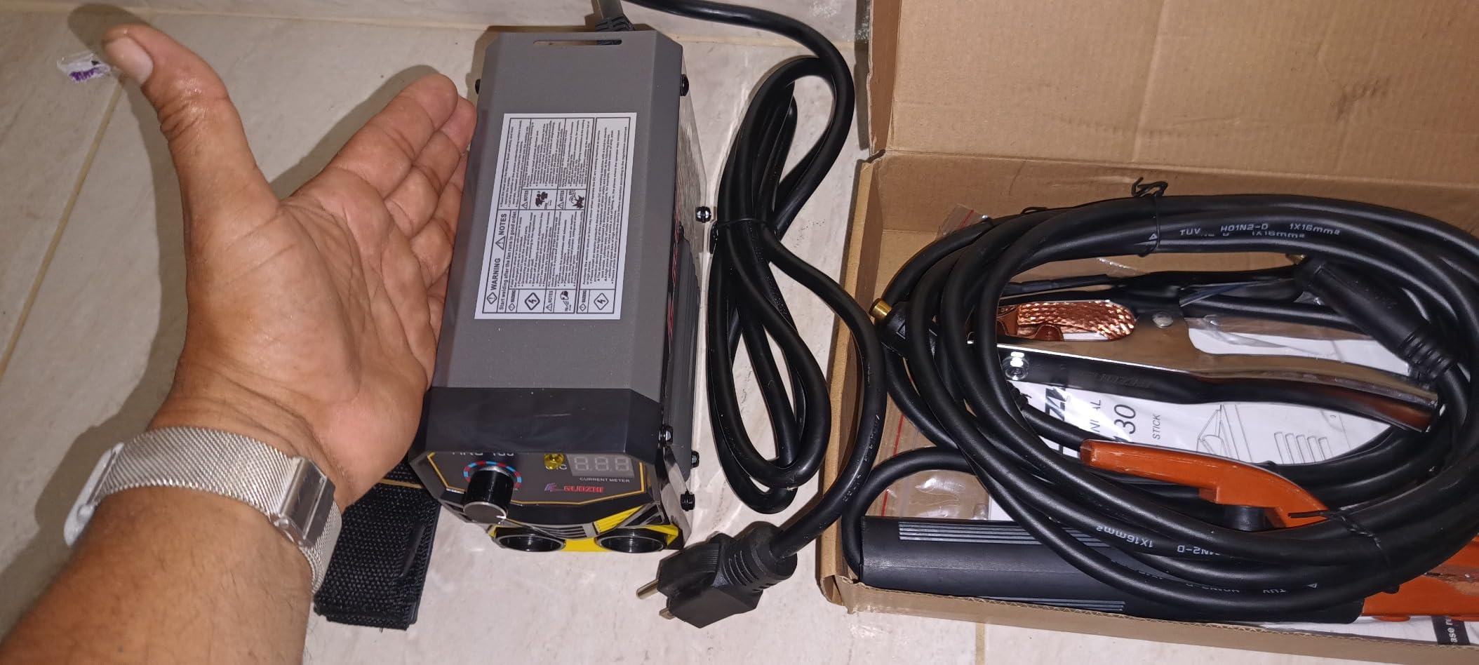 GZ GUOZHI Stick Welder Small Mini Portable, 110V 130A ARC MMA Welding Machine with Electrode Holder Cable & Work Clamp, IGBT Inverter Welder Digital Display, Welder Nomanlly at -68°F customer photo 2