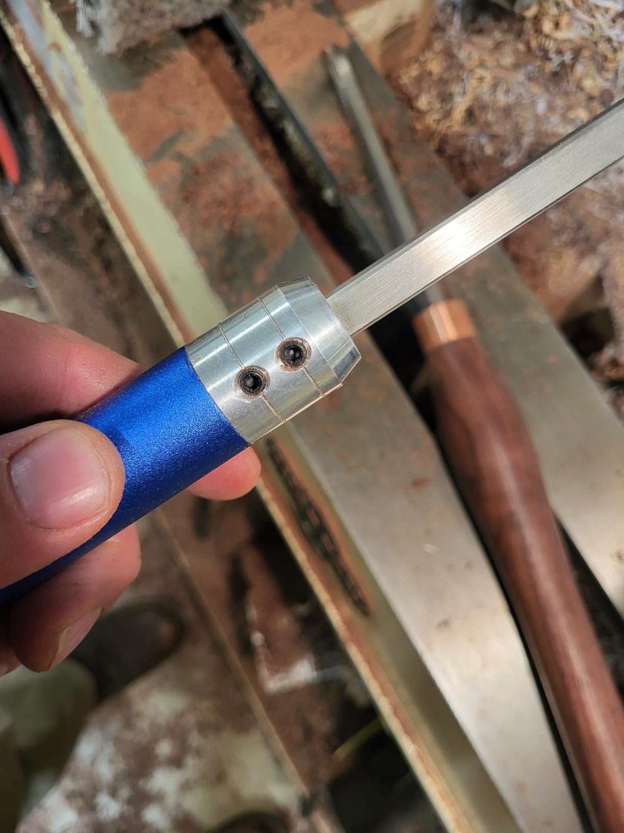 Carbide Tip Wood Lathe Turning Tool Kit, Lathe Roughing and Finishing Hollow Tool Interchangeable Aluminum Alloy Handle with Diamond Round Square Carbide Inserts (Metal handle) customer photo 1