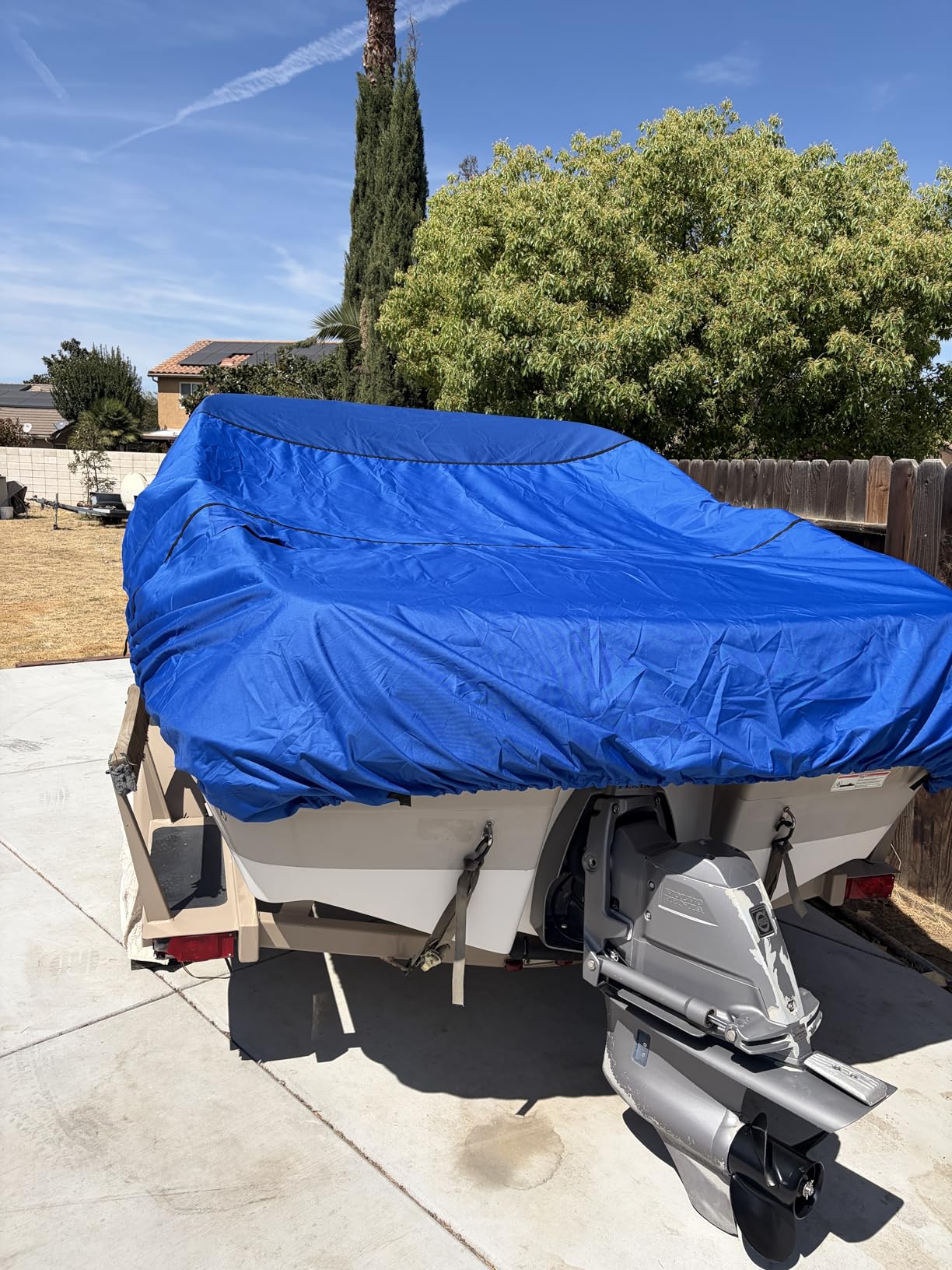 RVMasking Boat Cover, Ultra-Thick 1600D Polyester Canvas with Double PU Waterproof Coating, Fits 20-22ft Tri-Hull, V-Hull, Runabout, Fish & Ski Boat, Bass Boat, Gray customer photo 2