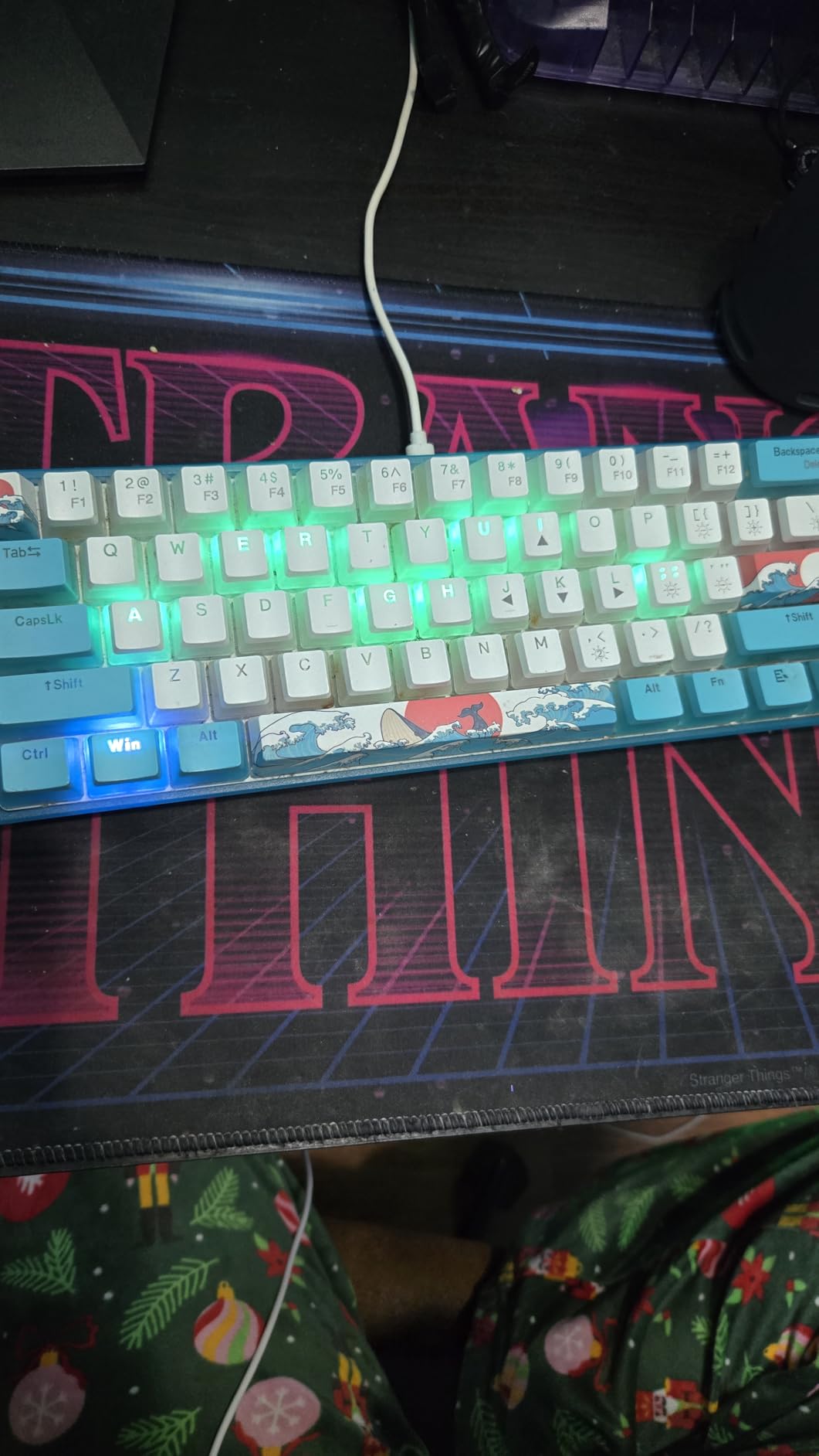 Womier 60% Percent Keyboard,WK61 V2 Mechanical RGB Wired Gaming Keyboard,Hot-Swappable Creamy Key Board with PBT Keycaps,Linear Red Switch for Windows/MAC (Blue) customer photo 1