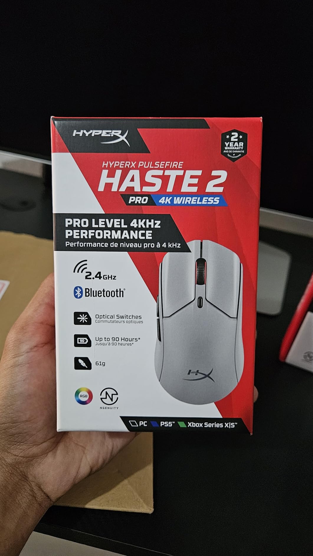 HyperX Pulsefire Haste 2 - Wireless Gaming Mouse- Ultra Lightweight, 61g, 100 Hour Battery Life, Dual Wireless Connectivity, Precision Sensor - Black customer photo 1