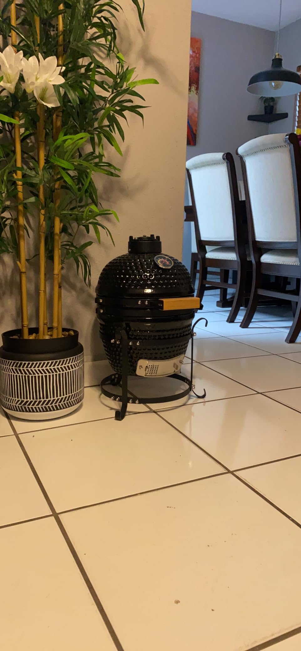 13 inch Portable Ceramics Charcoal Grill,Kamado BBQ Charcoal Grill (Style 2-Black) customer photo 1