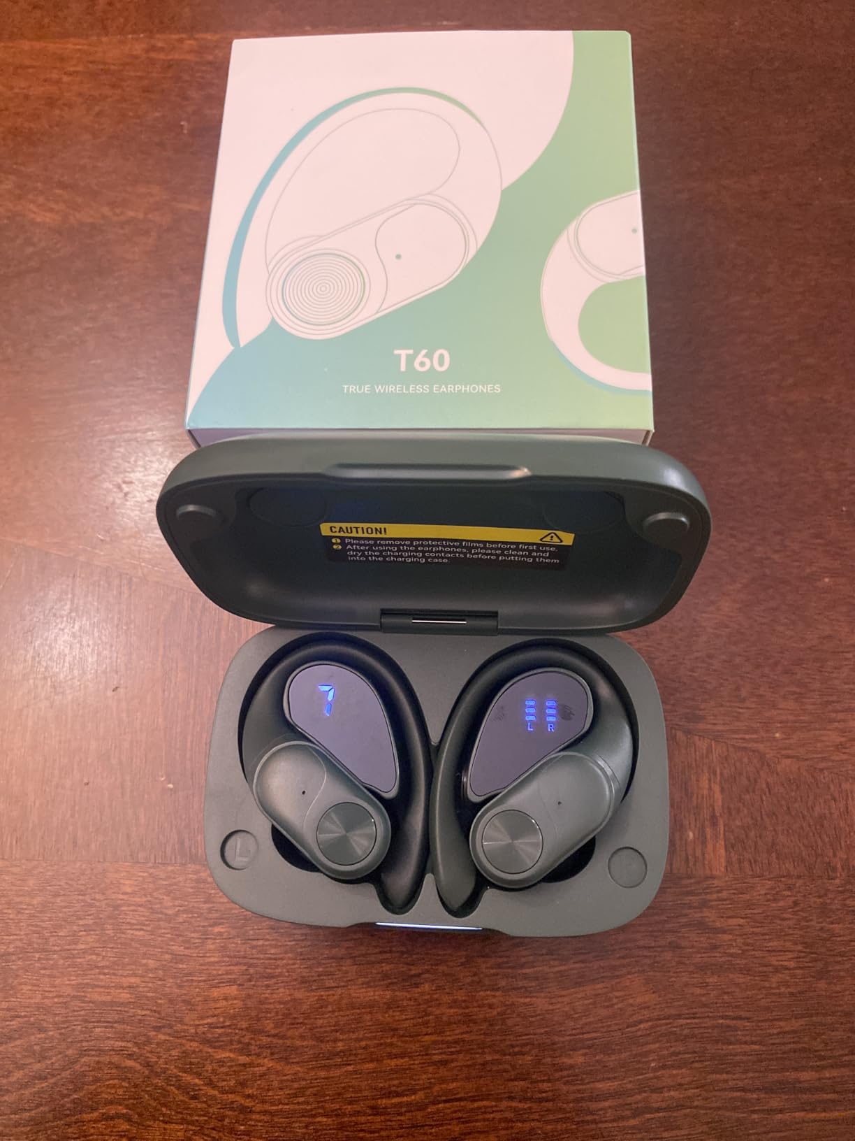 PocBuds Bluetooth Headphones Wireless Earbuds 80hrs Playtime Wireless Charging Case Digital Display Sports Ear Buds with Earhook Deep Bass IPX7 Waterproof Over-Ear Earphones customer photo 1