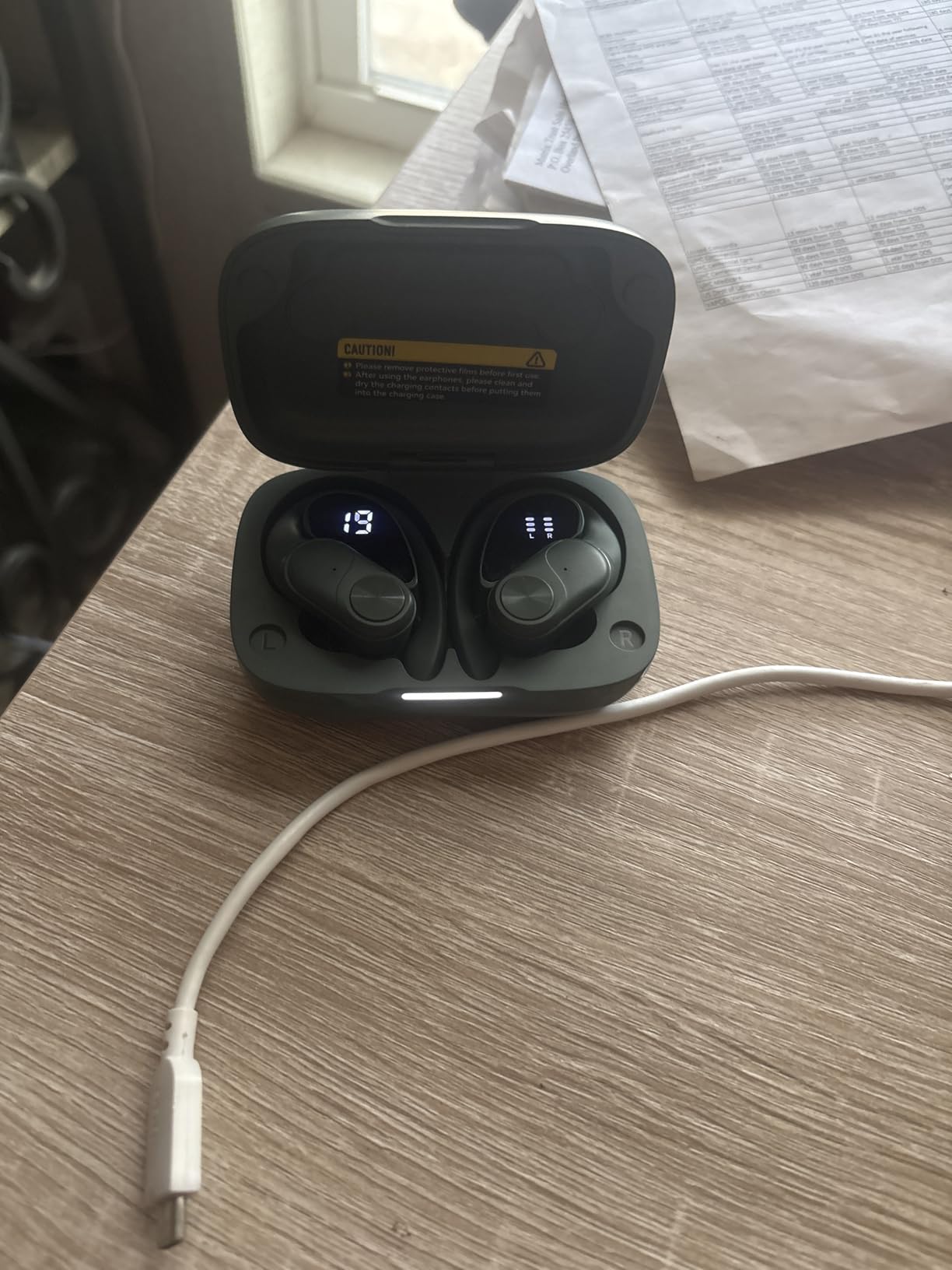 PocBuds Bluetooth Headphones Wireless Earbuds 80hrs Playtime Wireless Charging Case Digital Display Sports Ear Buds with Earhook Deep Bass IPX7 Waterproof Over-Ear Earphones customer photo 2