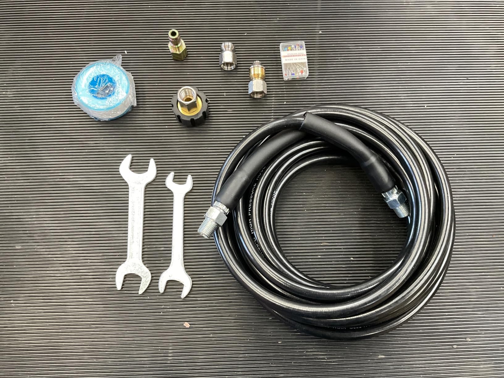 100FT Pressure Washer Sewer Jetter Kit, 5800 PSI Water Jet Drain Cleaner Hose with Corner Rotating Button Nose Nozzle, Sewer Jetting Nozzles Kit with Spanner Handle Strap customer photo 2