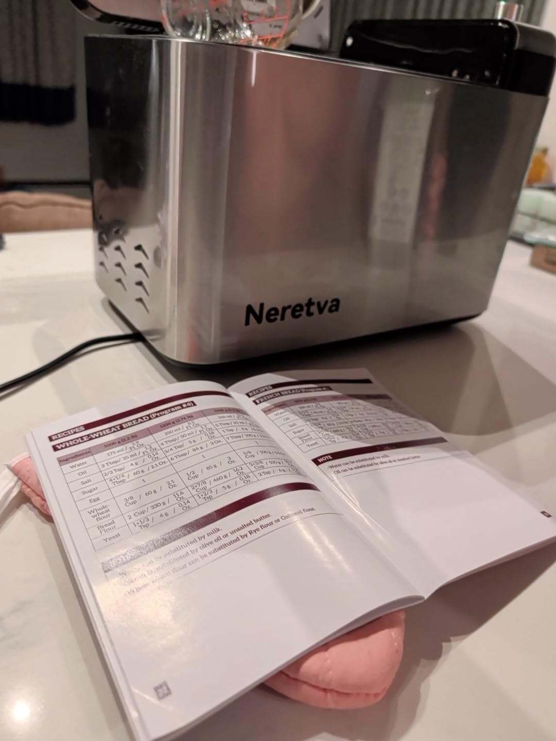 Neretva Bread Maker, 3.3LB Larger Bread Machine 15-in-1 Stainless Steel & Nonstick Ceramic Pan & Auto Nut Dispenser Breadmaker Machines Full Touch Panel with Gluten Free White Wheat Rye French Pizza customer photo 1