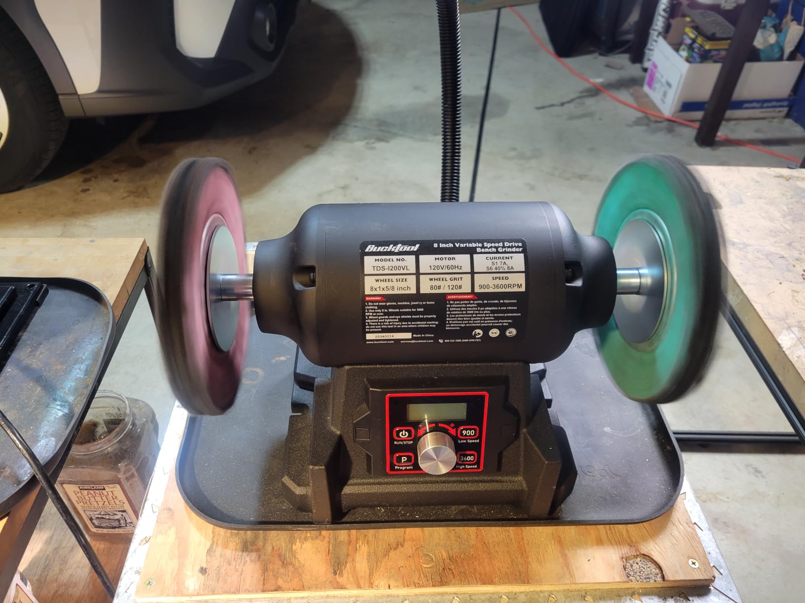 BUCKTOOL 1.0 HP 8 Inch High Speed Bench Grinder, 3590 RPM Table Grinder with 8.0A Motor, High Precision Wobble-free Wheel Grinder, TDS-200HD customer photo 1