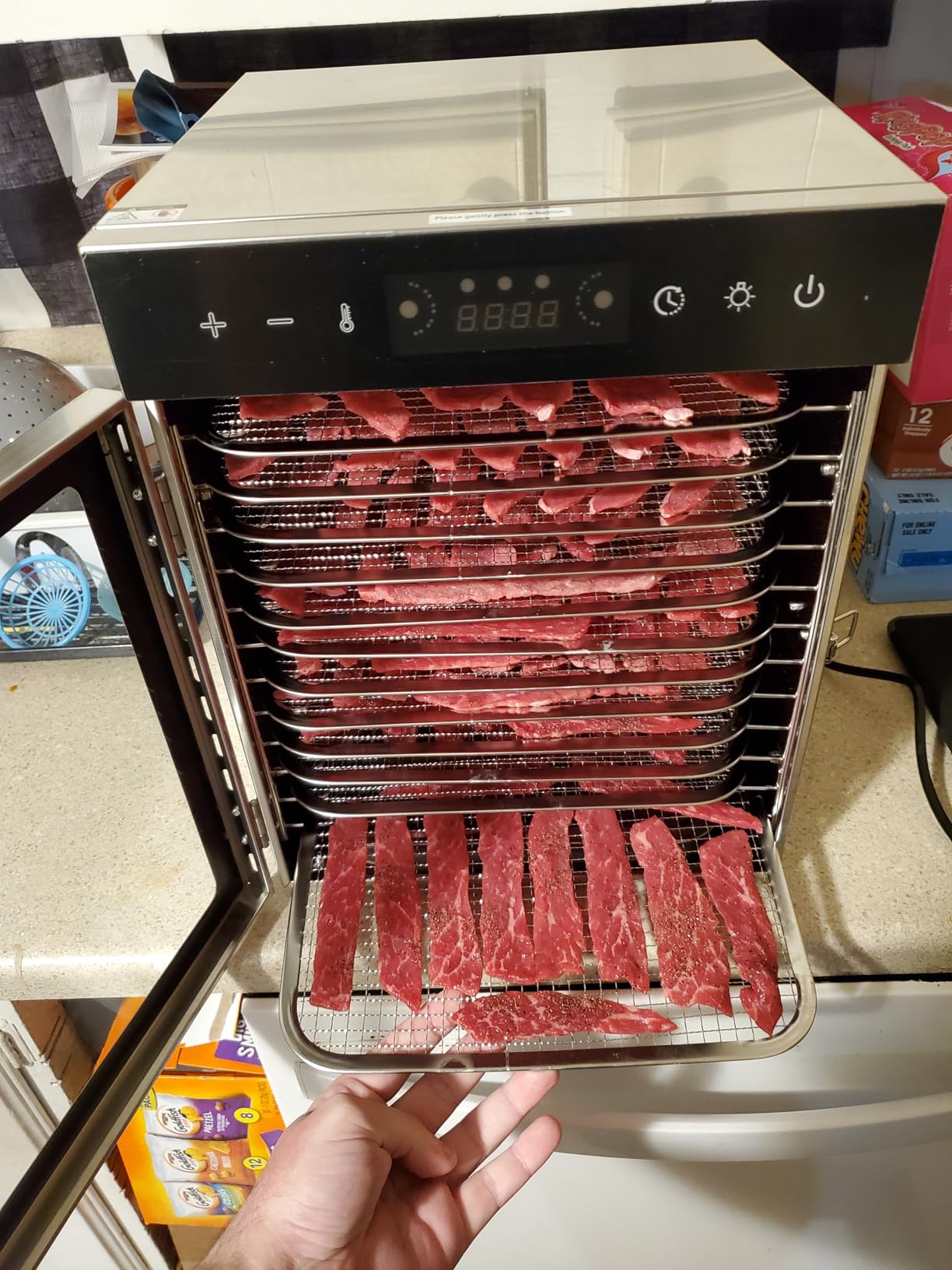 HOPERAN Food Dehydrator Machine with 12 Stainless Steel Trays - Digital Timer & Adjustable Temp Control for Jerky, Herbs, Fruits | Overheat Protection, BPA-Free, Includes Recipe Book customer photo 2