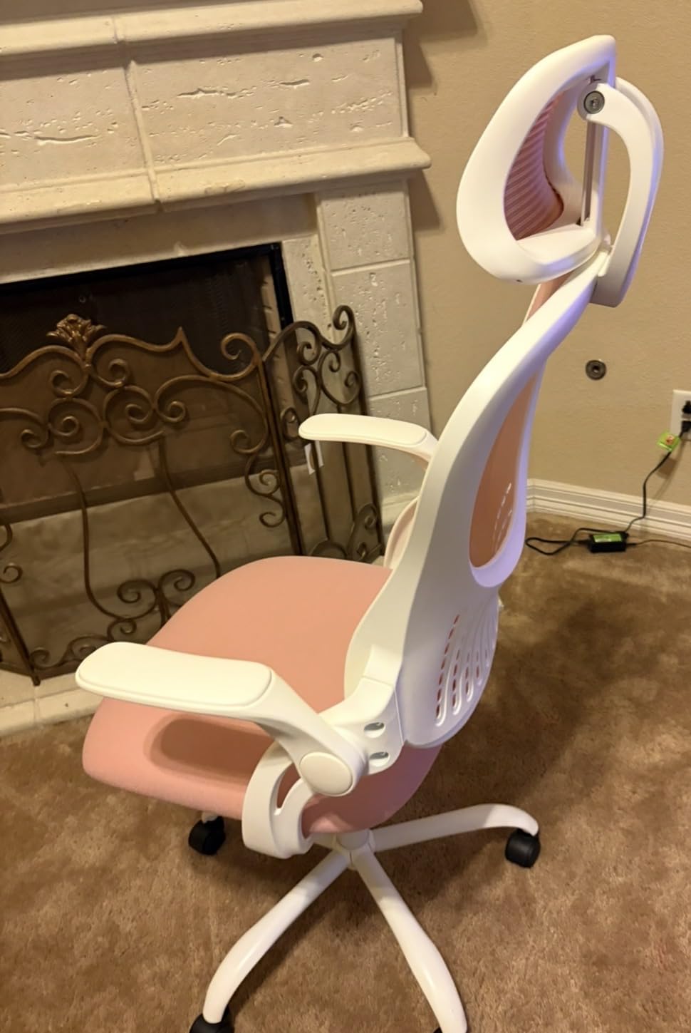 Sweetcrispy Office Computer Desk Chair, Ergonomic High-Back Mesh Rolling Work Chairs with Wheels and Adjustable Headrests, Comfortable Lumbar Support, Comfy Flip-up Arms for Home, Bedroom, Study,Black customer photo 2