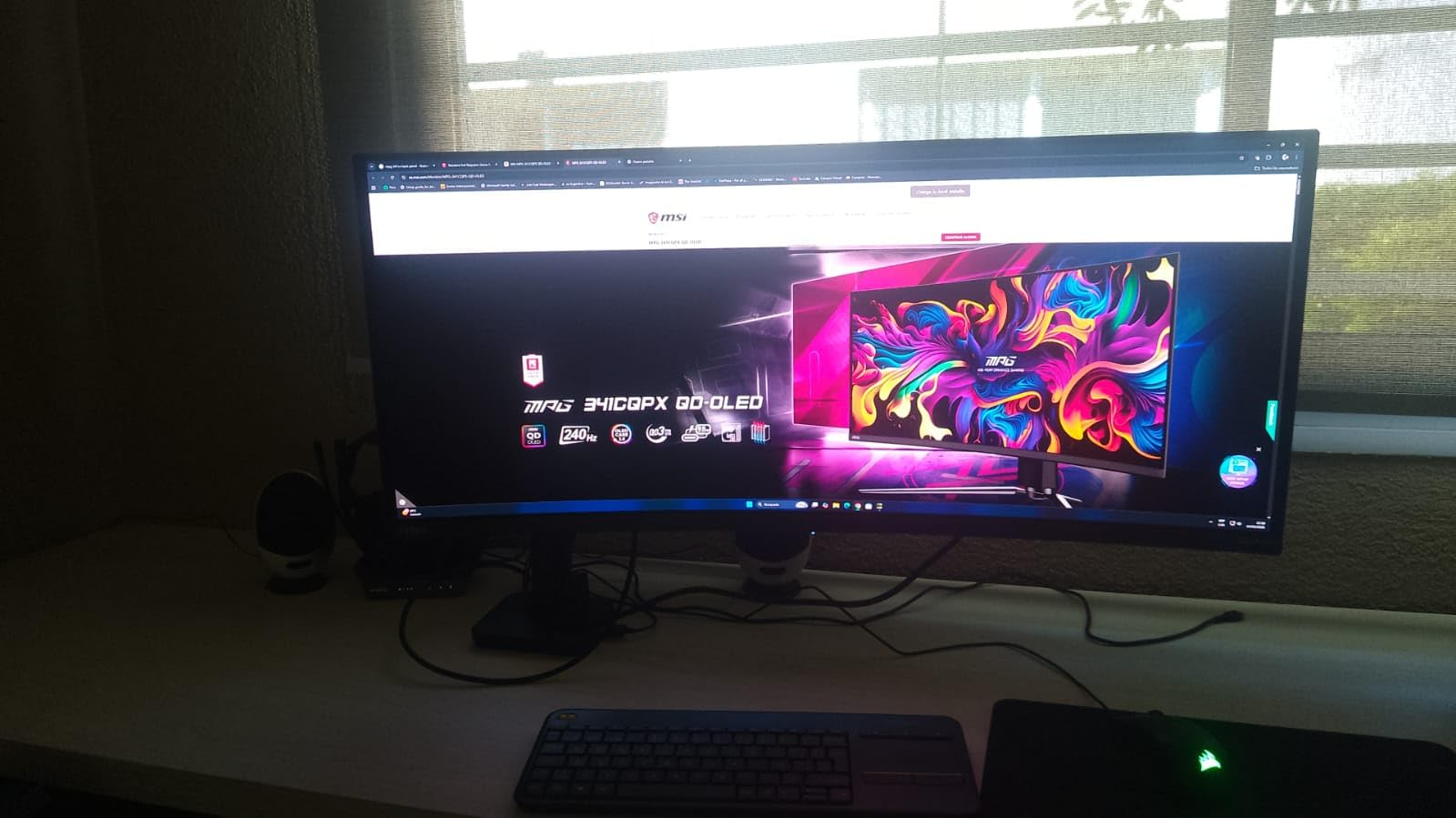 msi MPG 491CQP QD-OLED, 49 Curved OLED Gaming Monitor, 5120 x 1440 (DQHD), 0.03ms Response time, 144Hz, True Black HDR 400, HDMI, DP Port, USB Type C, Tilt, Height customer photo 1