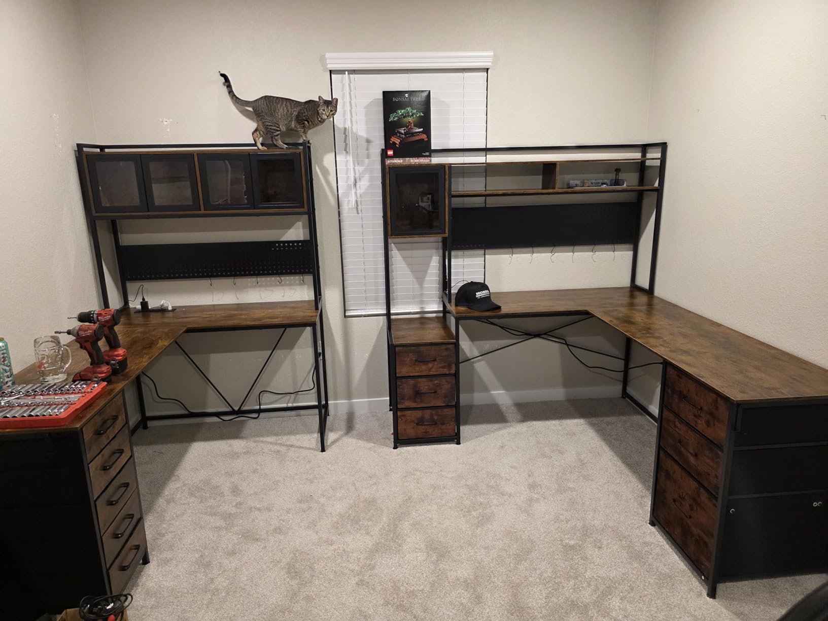 SEDETA L Shaped Gaming Desk with Drawers, L Shaped Computer Desk with Hutch and Storage Shelves, Gaming Desk with Pegboard, LED Lights, and Power Outlet, Home Office Desk, Corner Desk customer photo 1