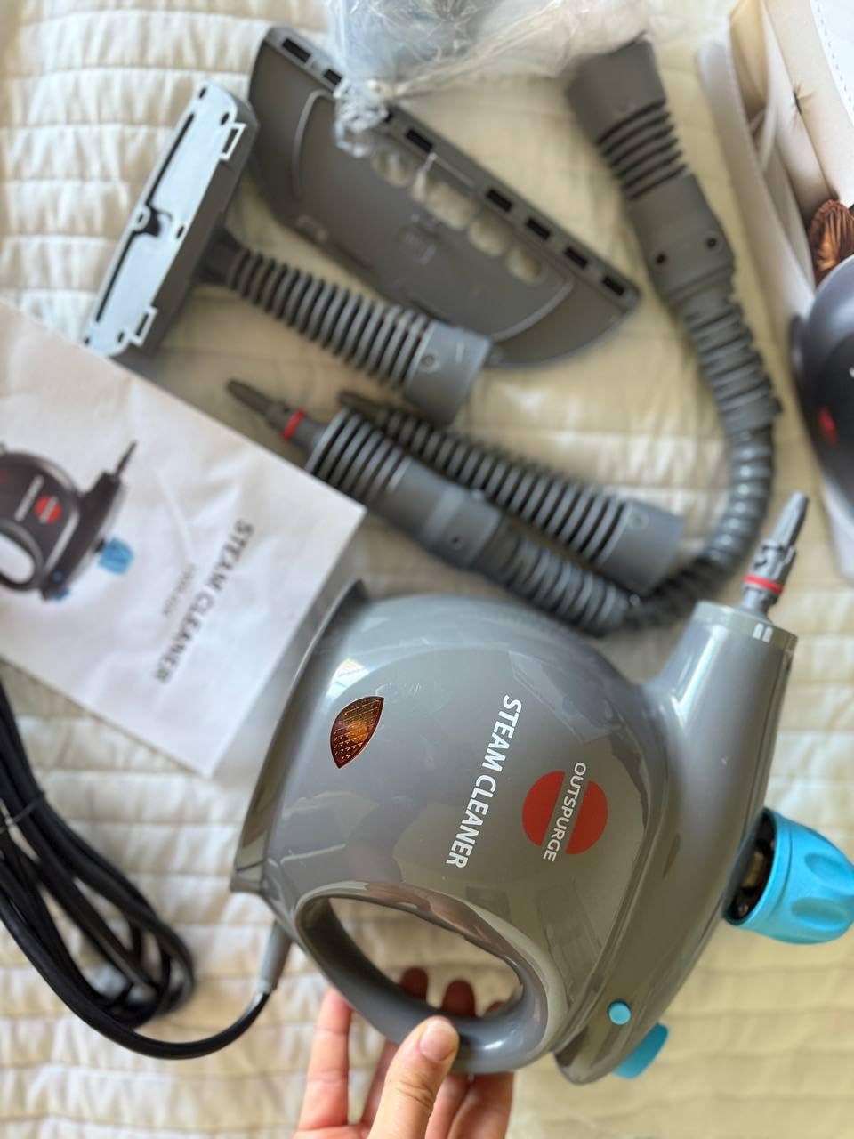 Handheld Steam Cleaner, Pressurized Multi-Surface Steam Shot with 13 Accessories, Safety Lock, Steamer for Cleaning Floor, Upholstery, Grout, Windows, Couch and Car, Green customer photo 2