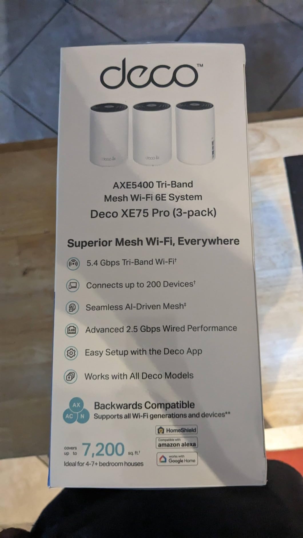 TP-Link Deco XE70 Pro AXE4900 Tri-Band WiFi 6E Mesh WiFi System - 2.5G WAN/LAN Ports, 4.9 Gbps Wi-Fi 7,200 Sq. Ft Coverage, Connect up to 200 Devices, 6 GHz Band, 3-Pack customer photo 2