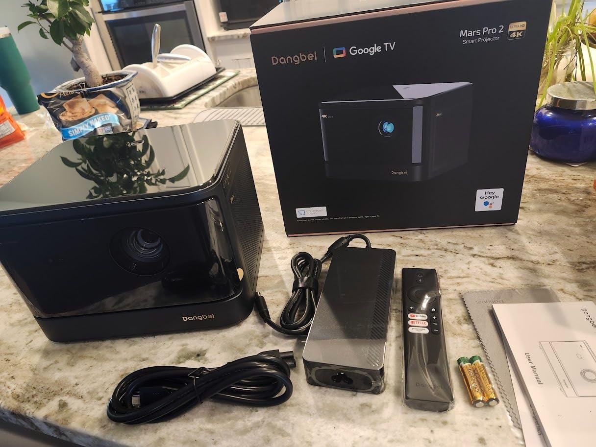 Dangbei DBOX02 Laser Projector 4K GTV, 2450 ISO Lumens, Netflix Officially Licensed, Blu-ray 3D, Home Theater Projector with WiFi and Bluetooth, HDR10+, 200-inch Picture, 2x12W DTS:, Dolby Audio customer photo 2