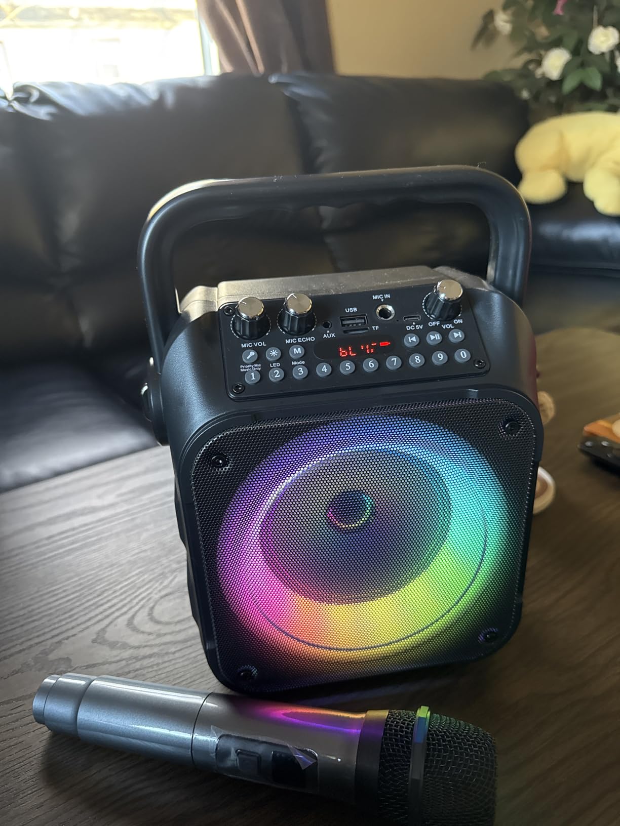 Karaoke Machine, Portable Bluetooth Speaker with 2 Wireless Microphones for Adults & Kids with Lights, Karaoke Microphone with PA System Supports USB/TF/REC/FM/AUX for Home Party Home System Packages customer photo 1