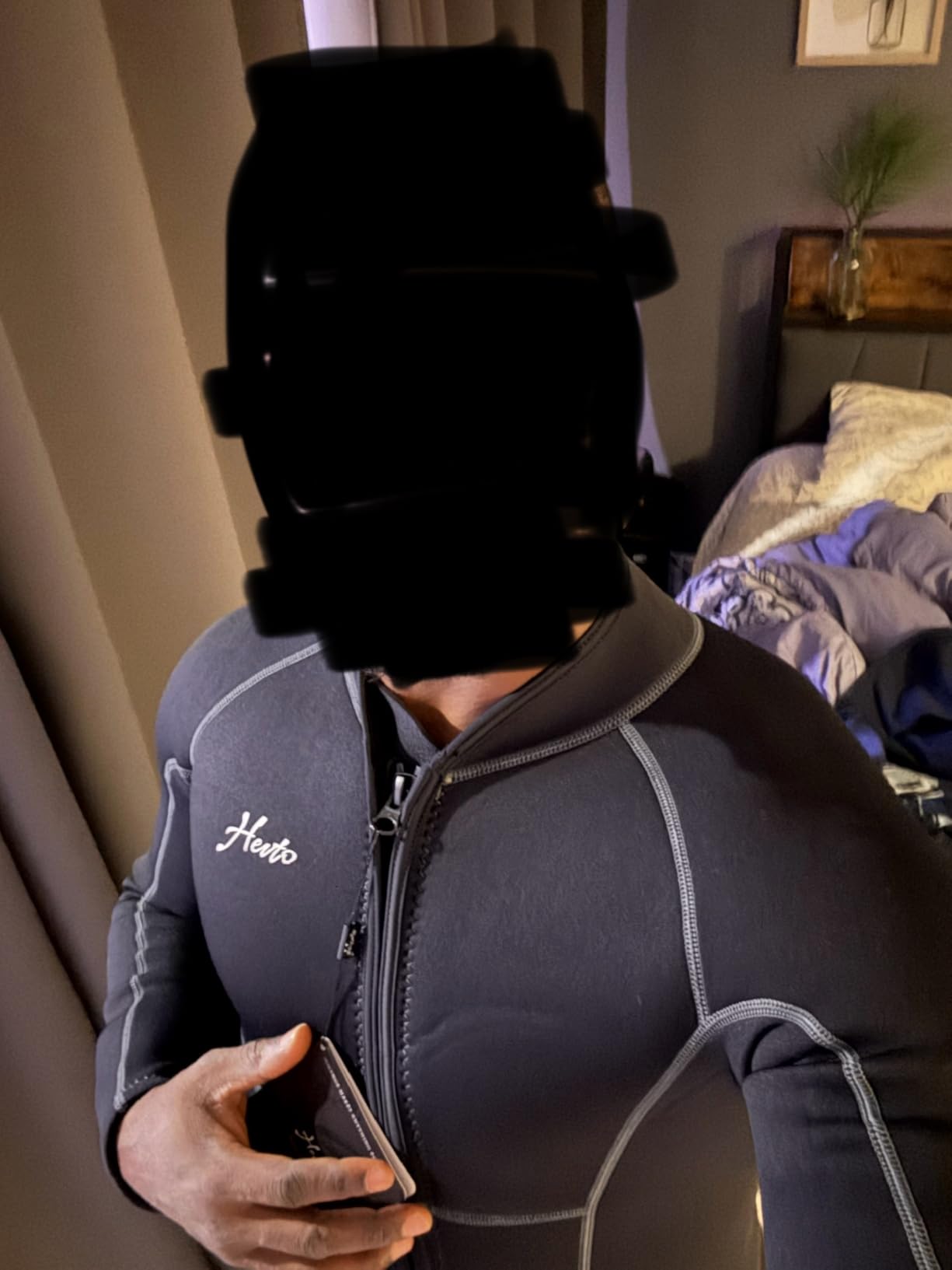 Hevto Men Wetsuits 3/2mm Neoprene Wet Suit Back Front Zip in Cold Water for Surfing Swimming Diving customer photo 2