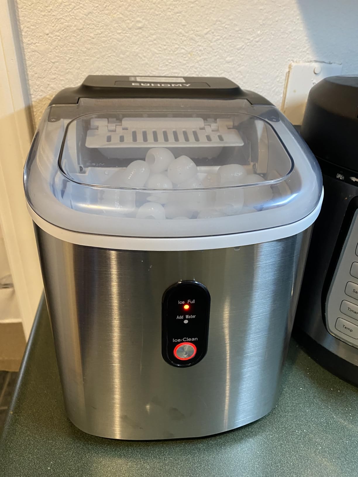 EUHOMY Ice Maker Countertop, Portable Ice Machine with Carry Handle, 26.5lbs Per Day, 9 Cubes in 6 Mins, Auto-Cleaning, with Basket and Scoop, for Home, Kitchen, Camping, RV (Silver) customer photo 2