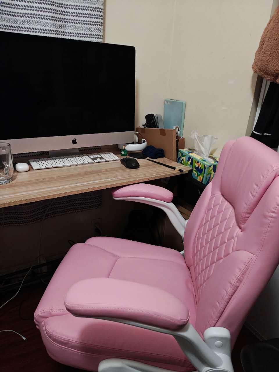 Leather Office Chair, PU Home Computer Desk Chairs with Ergonomic Back Support, 360°Swivel Free, Small Gaming Chair with Wheels and Adjustable Armrests, for Short People Use customer photo 1