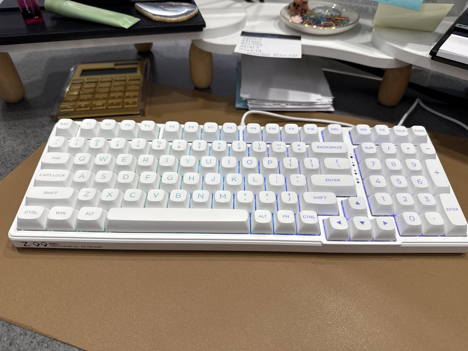HUO JI E-Yooso Creamy Mechanical Keyboard Wired, Hot Swappable, Pre-lubed Linear Switches, Gasket Structure with Sound Dampening Foam, RGB Backlit, 99 Keys Custom Gaming Keyboard for PC/Mac,White customer photo 2