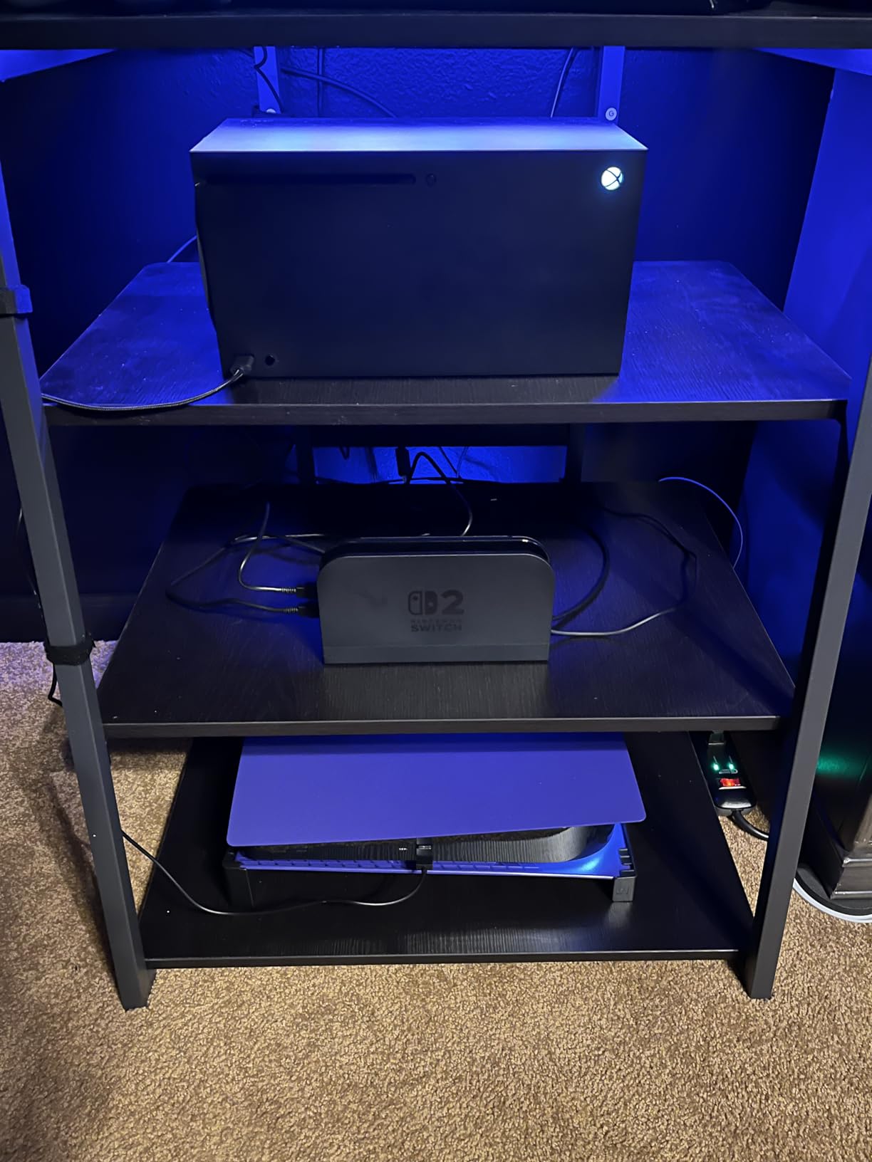 Armocity 5-Tier AV Media Stand with Power Strips, Media Console with LED Lights, Audio Tower Rack with Adjustable Shelves, Stereo Stands and Racks, 40.8'', Rustic Brown customer photo 2
