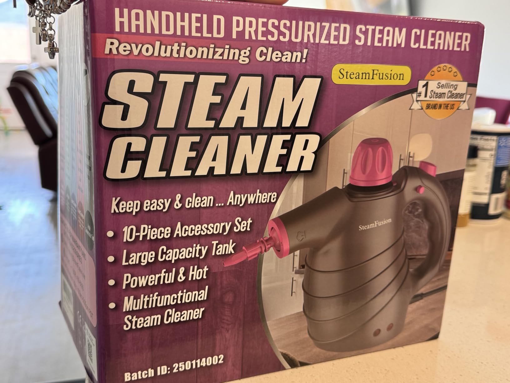 Pressurized Handheld Steam Cleaner with 10pcs Accessories&Safety Lock, Multi-Purpose Natural Deep Cleaning Steamer, Multi-Surface Steamer for Cleaning Home, Car, Upholstery, Grout and More customer photo 1