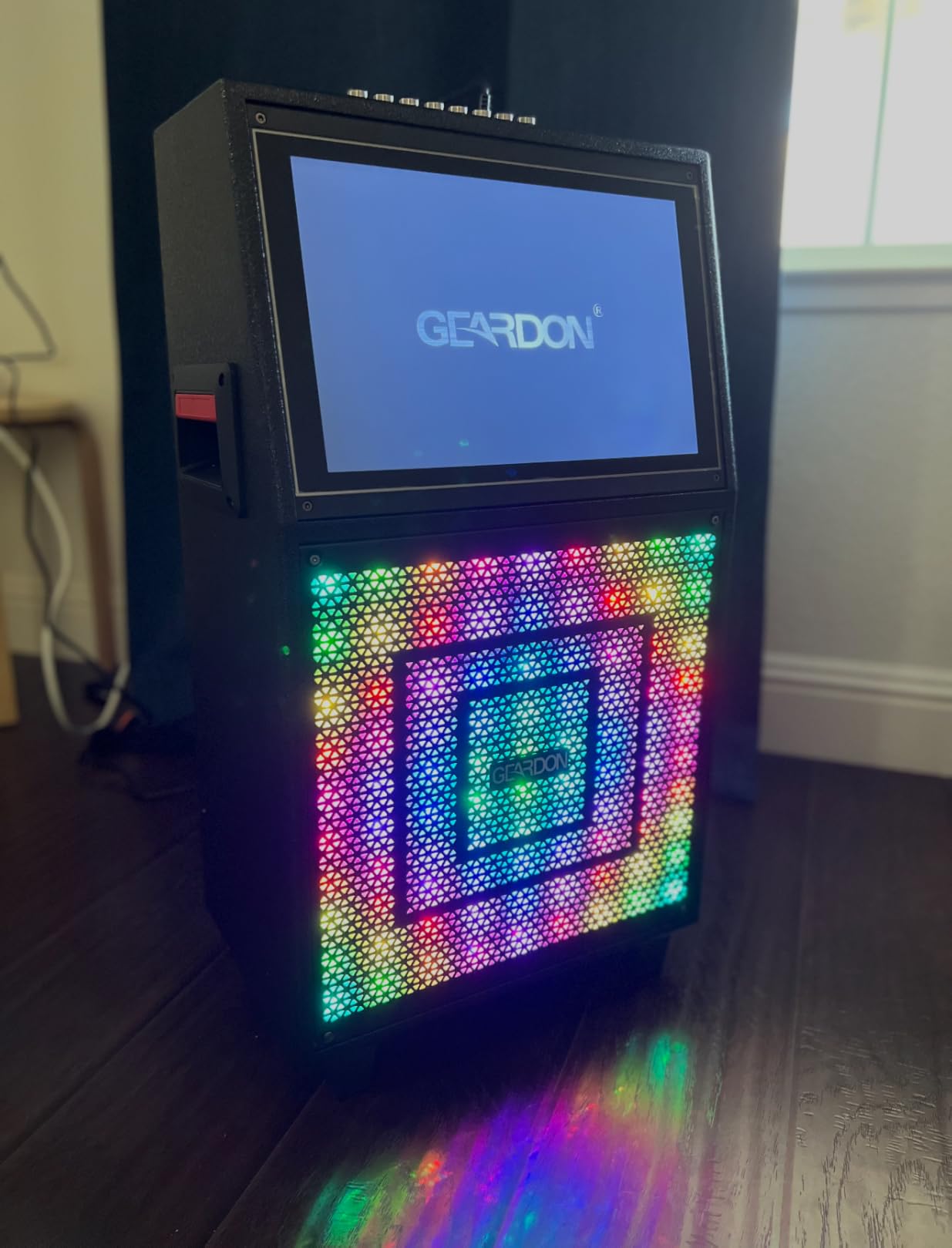 Karaoke Machine with Lyrics Display Screen for Adults, Built-in 15 Inches Tablet, Bluetooth Speaker with 2 Wireless Mics, 1000W Peak Power, DJ Lights, Portable Karaoke System for Any Occasion customer photo 1