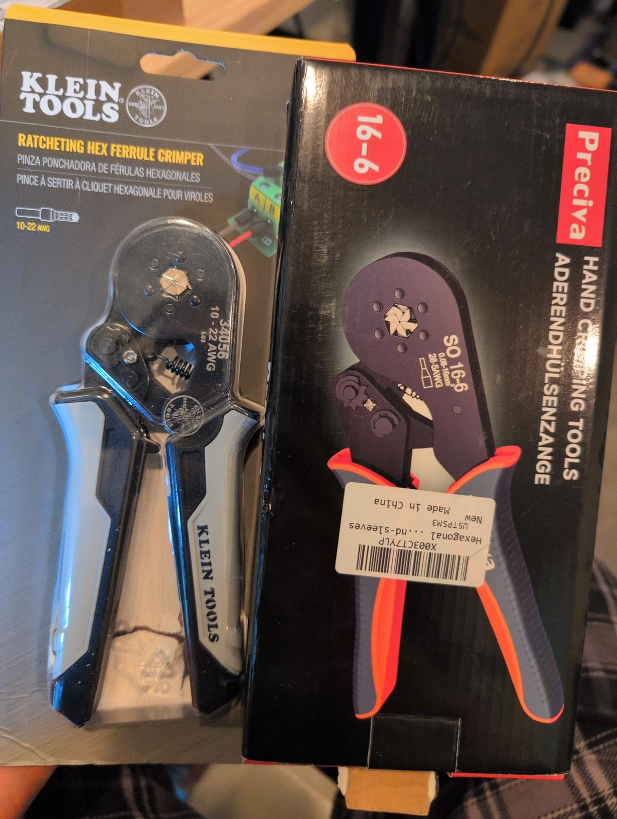 Klein Tools 34056 Ferrule Crimping Tool, Hex Crimper Pliers for 10 to 22 AWG Wire Terminals, Built-In Adjustable Ratchet, for Electrical Work customer photo 2