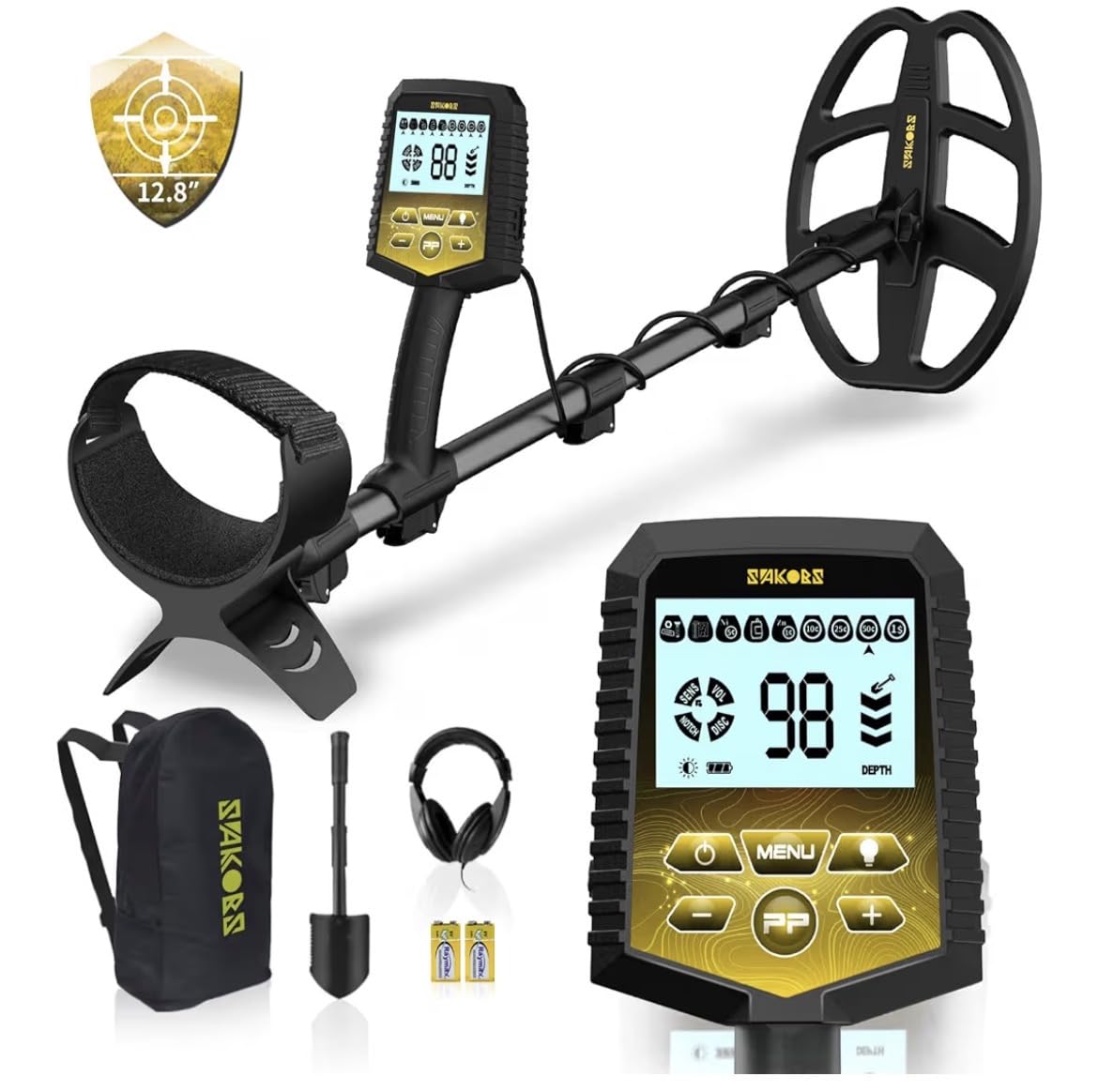 SAKOBS Metal Detector for Adults Professional - 2.7 lbs Lightweight Foldable Gold Finder with 11