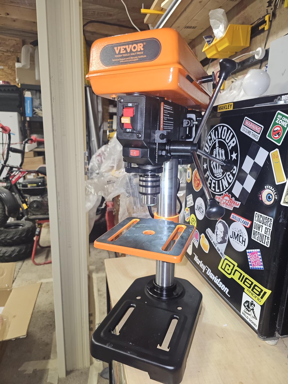 VEVOR 8 in Benchtop Drill Press, 2.5A Induction Motor, Tabletop Drilling Machine with 750/1140/1740/2340/3200 RPM Adjustable Speed, 0-45° Tilting Worktable, LED Work Light customer photo 1