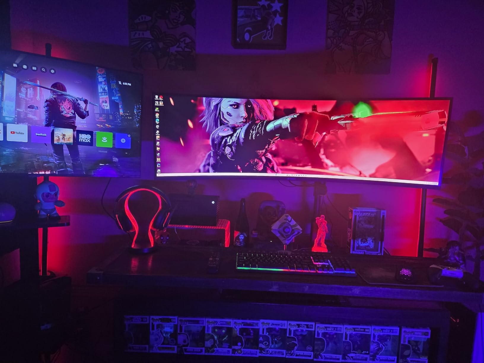 Light Up Headphone Stand with 16 Color Lights, PCB Pattern Acrylic Headset Stand with 1 USB and 1 Type-C Charging Ports customer photo 2