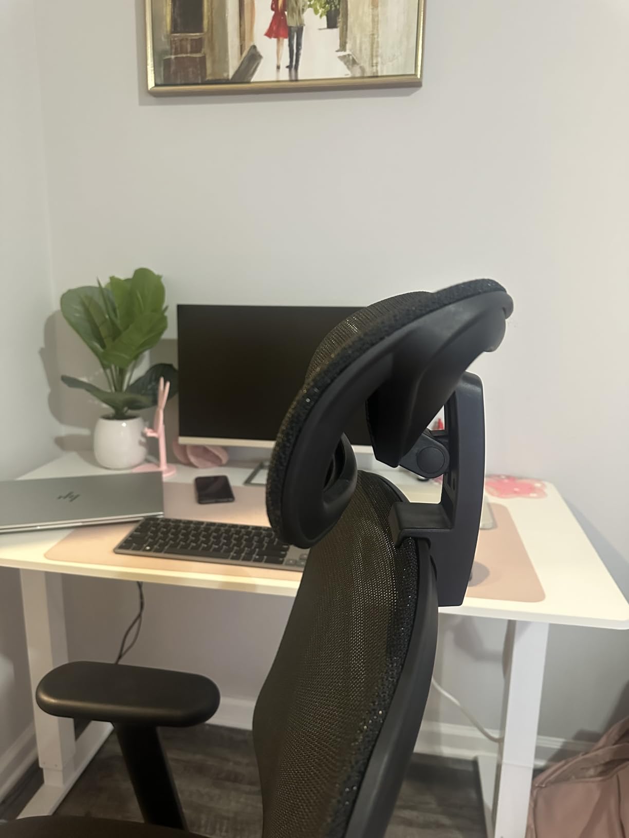 Ergonomic Mesh Office Chair - 3D Adjustable Lumbar Support & 3D Armrests, V-Shaped Back, Adjustable Desk Chair for Office & Home, Black customer photo 1