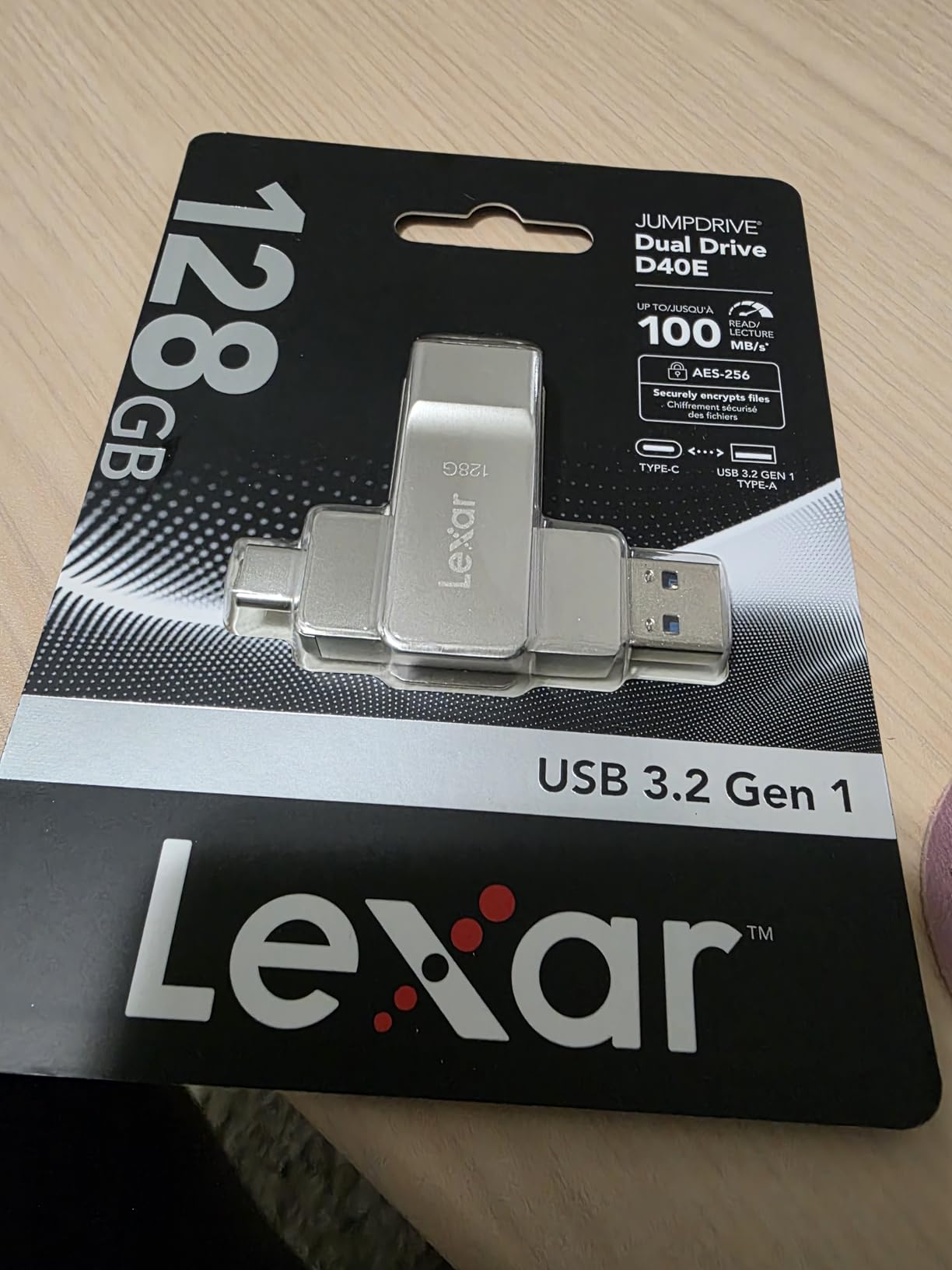 Lexar D40E 128GB Dual USB 3.2 Gen 1 Type-C Jump Drive, USB-C Flash Metal Housing Swivel Design Thumb Drive (Champagne Silver) customer photo 2
