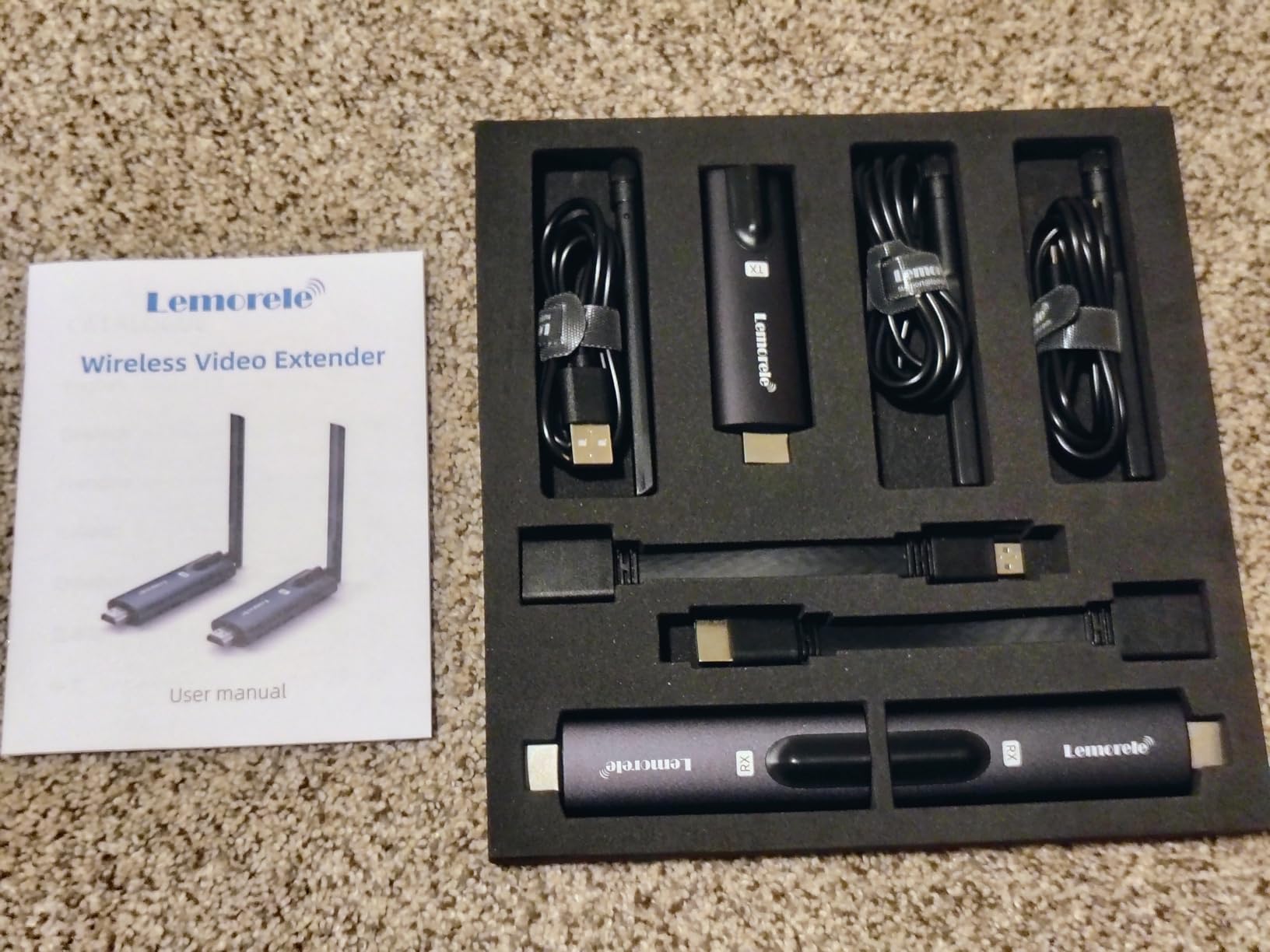 Lemorele Wireless HDMI Transmitter and Receiver, Aluminum Alloy Deep Gray, 5Ghz up to 656ft, 1080P 60Hz, Plug and Play with TuTuPlay App Monitor, for Security, Streaming, Home Theater, PC/TV. 1TX+2RX customer photo 2