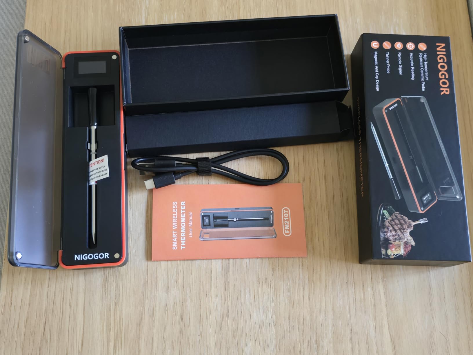 Smart Wireless Meat Thermometer with Thinnest Probe, Magnetic Bluetooth Food Thermometer, Remote Tracking and Real-Time Readings from Apps, for iOS and Android, for BBQ, Grill, Smoker customer photo 2