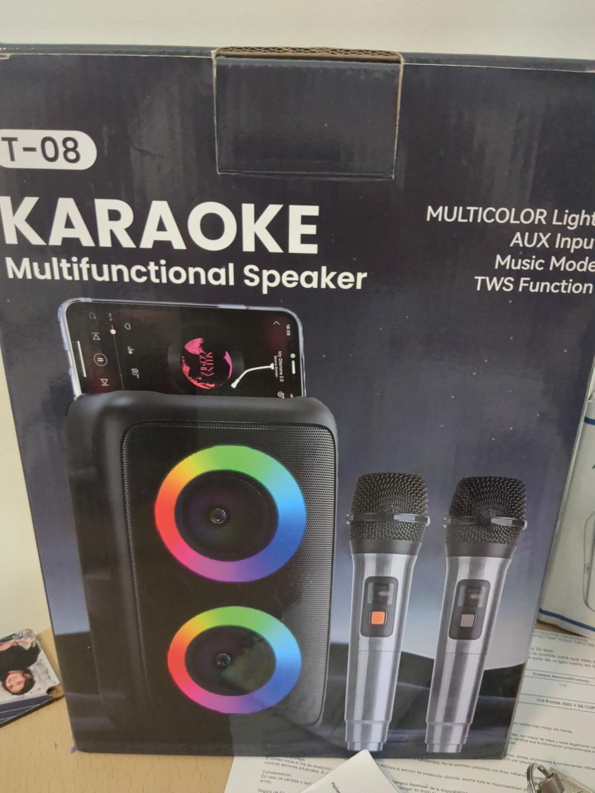 Karaoke Machine for Adults Kids, Portable Bluetooth Speaker with 2 Wireless Microphones, TWS Mode & LED Light, 10H Battery PA System Stage Monitors customer photo 2