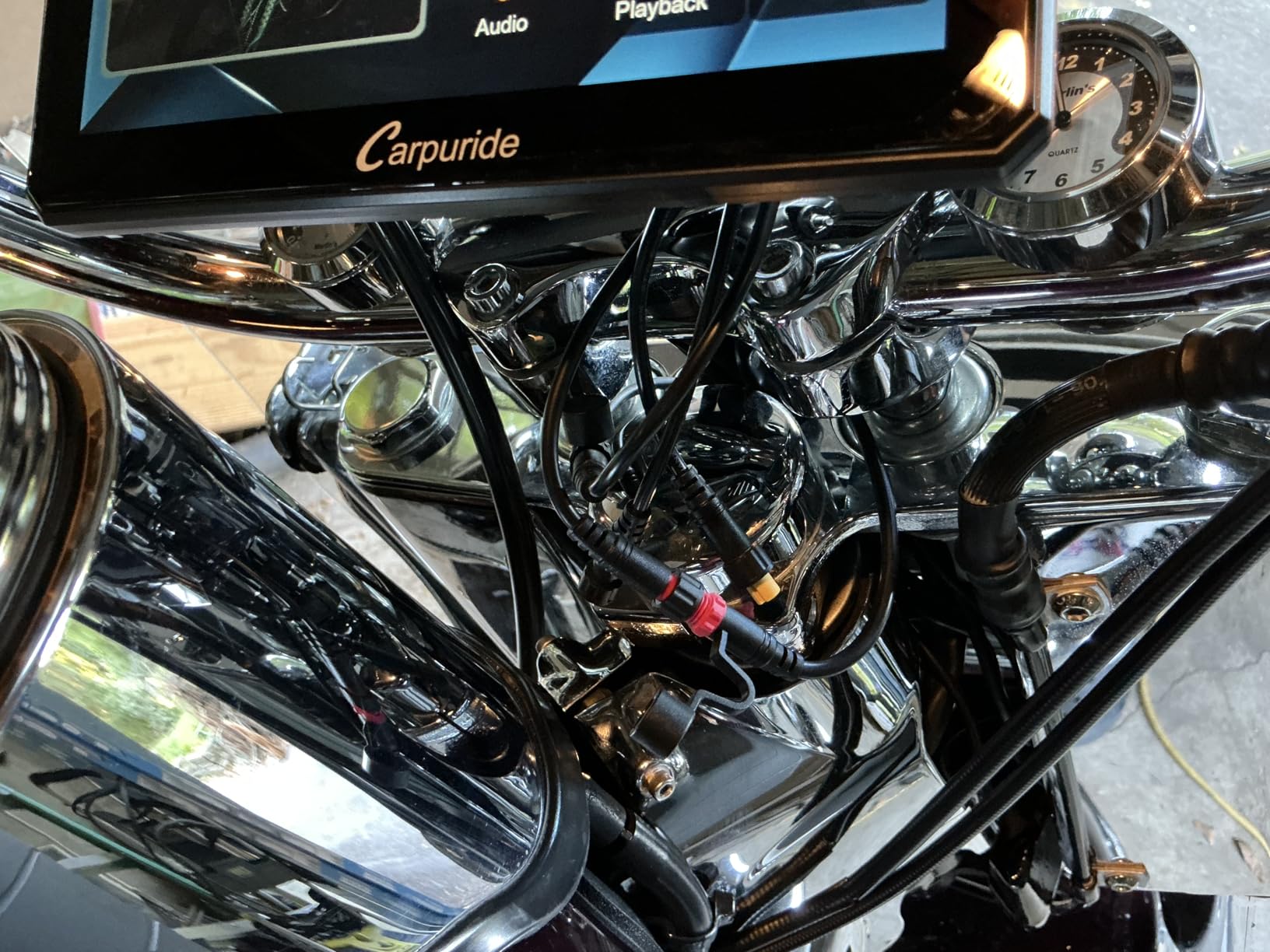 Carpuride W712D Motorcycle Carplay Screen with HD 1080 Dual Dash Cam, Wireless Car Play and Android Auto, 7