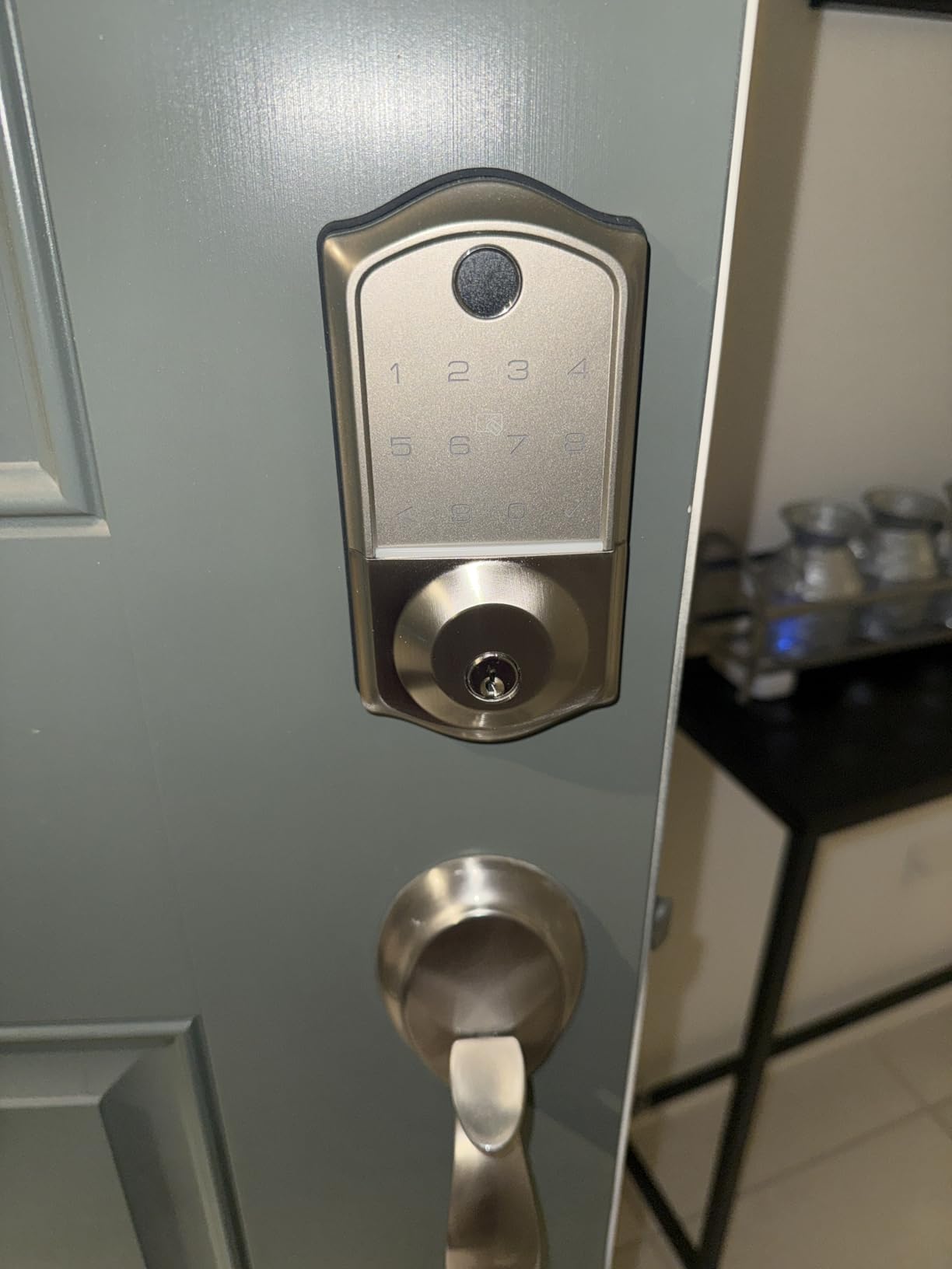 Veise VE017 Fingerprint Smart Door Lock, App Control, 8-in-1 Keyless Entry, Auto Lock, Emergency Power Port, Electronic Touchscreen Keypad, Biometric Smart Locks for Front Door, Satin Nickel customer photo 1