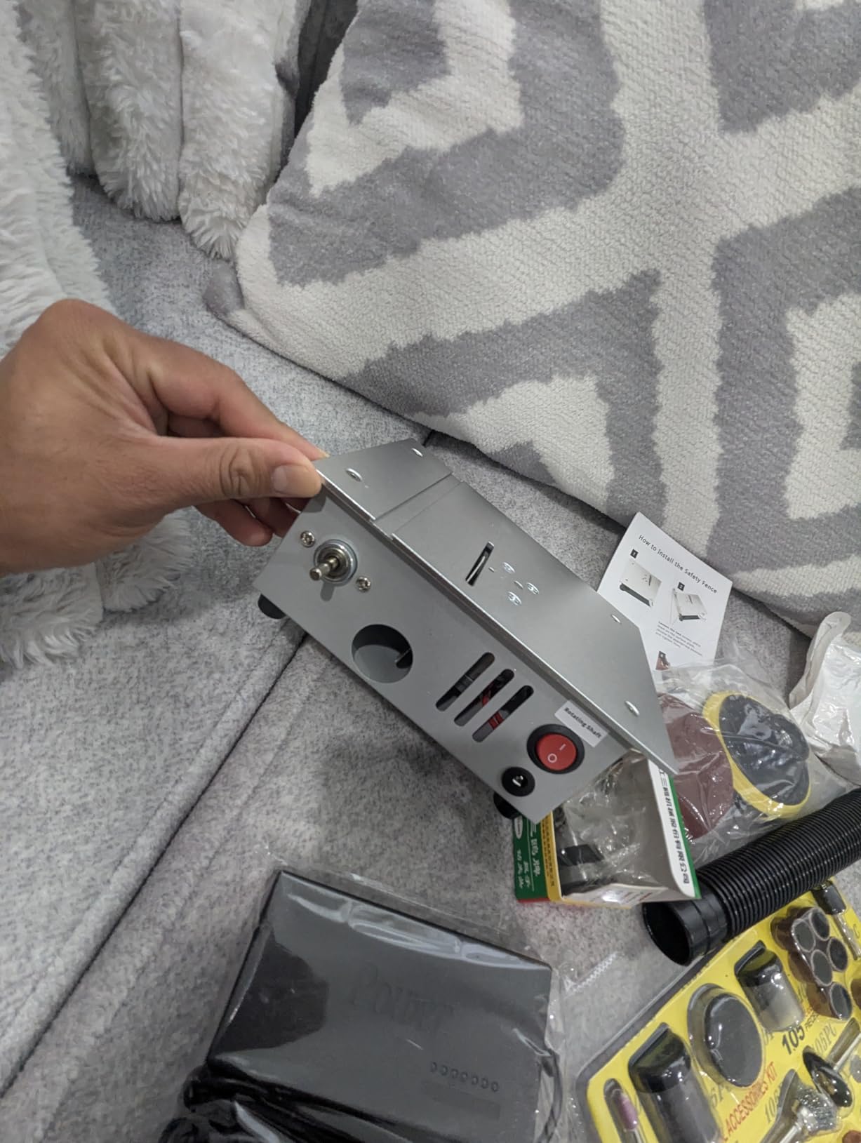 Mini Table Saw for Crafts, Multifunctional Portable Table Saws Adjustable Cutting Angle,Speed,SawDepth; Small Table Saw for Cutting, Grinding, Sanding; Tablesaw (Eternal Silver-Dual Motor) customer photo 2