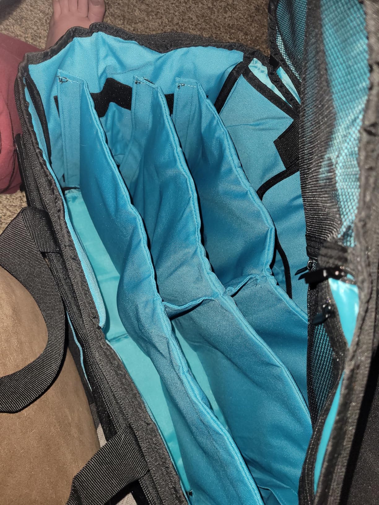 Large Rolling DJ Cable Bag, Padded Gig Bag with Detachable Trolley & Divider, Music Gear Case with Multi Pockets for 15.6