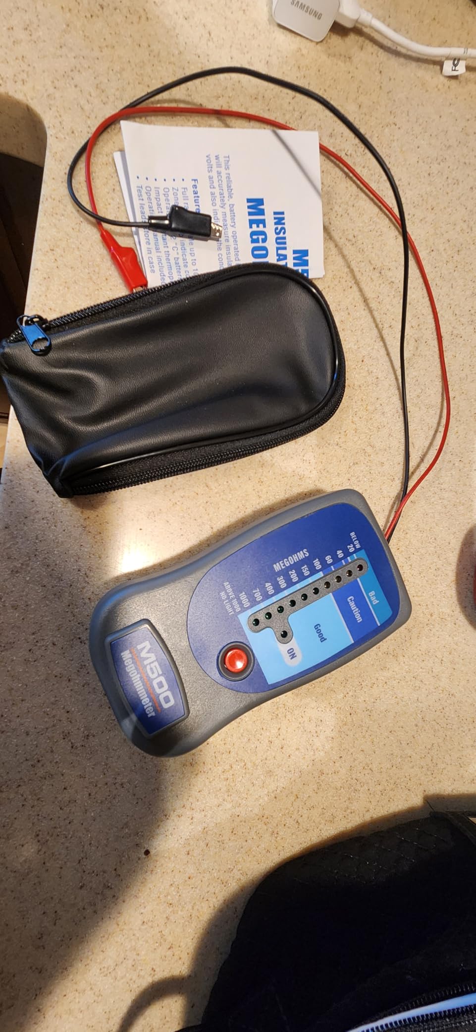 M500 Insulation Tester MEGOHMMETER, Compatible with Supco M500 Electronic Megohmmeter, Multimeter Tester, Compressor Tester HVAC, Battery Operated, 1000 Megohms at 500 Volts, with Soft Carrying Case customer photo 2