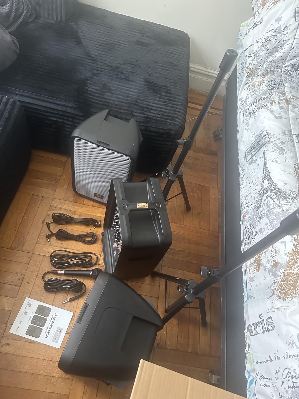 EXOTON 10inch PA System with 8-Channel Mixer,Portable 600W Bluetooth Speakers,USB/SD/FM/5-band EQ, Includes 2 Speaker Stands/Mic/48V Phantom Power,for Indoor&Outdoor customer photo 2