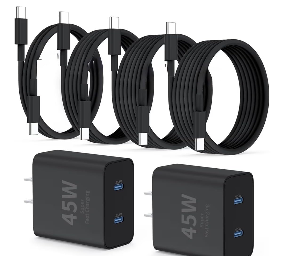 Super Fast Samsung Charger Type C,45W Dual Port USB C Fast Charger Block [2-Pack] & Extra Long 60W 3/6/10/10FT USB C Cable - PD Quick Charging 3.0 For Samsung Galaxy S25 Ultra/S24+/S23 iPhone 16 customer photo 1