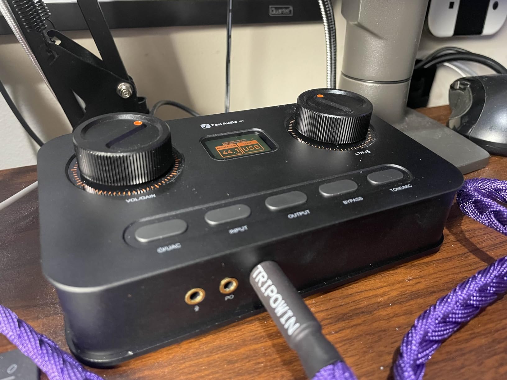 Fosi Audio K7 DAC Headphone Amp, Desktop USB C Digital to Analog Audio Converter for Workspace and Gaming PC PS5, Optical/Coaxial/Bluetooth aptX HD LL/Microphone Input, 3.5mm/4.4mm Balanced/RCA Output customer photo 1