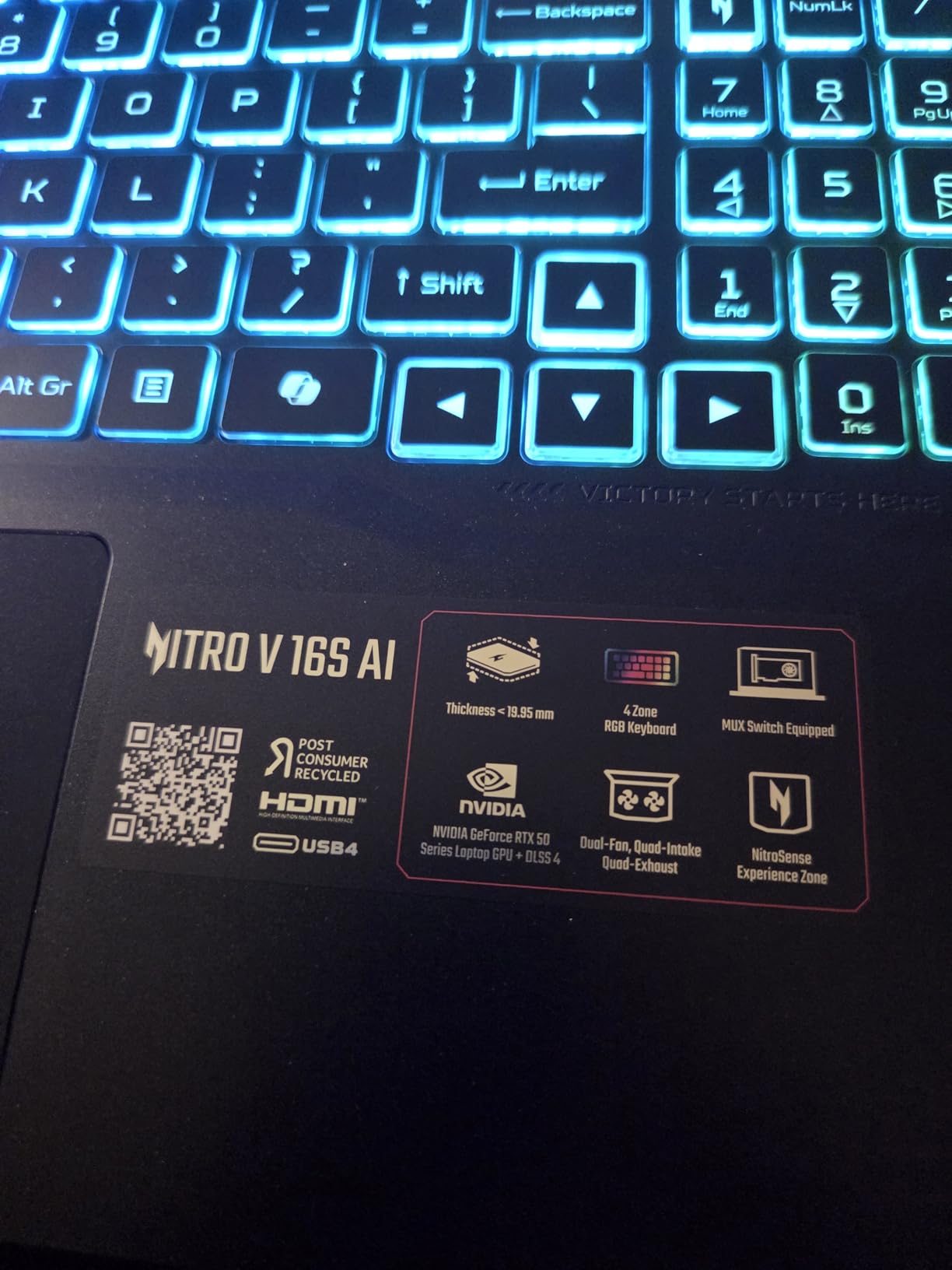 Acer Nitro V 16S AI Gaming Laptop | NVIDIA GeForce RTX 5060 GPU | AMD Ryzen 7 260 Processor | 16 inch WUXGA IPS 180Hz Display | 32GB DDR5 | 1TB Gen 4 SSD | Wi-Fi 6 | ANV16S-41-R2AJ customer photo 2
