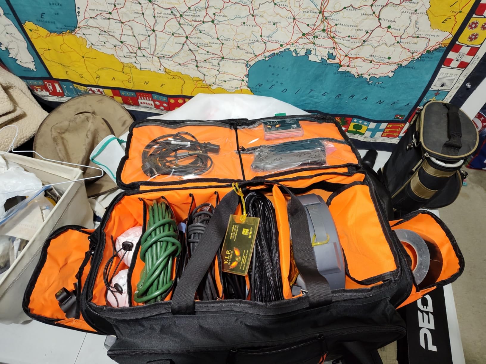 Large Dj Cable Bag with Laptop and Microphone Pocket, Dj Bag for Equipment and Music Accessories with Detachable Dividers, Bottom Pad, Dj Gig Bags for Musicians, Professional, Travel, Blue customer photo 1