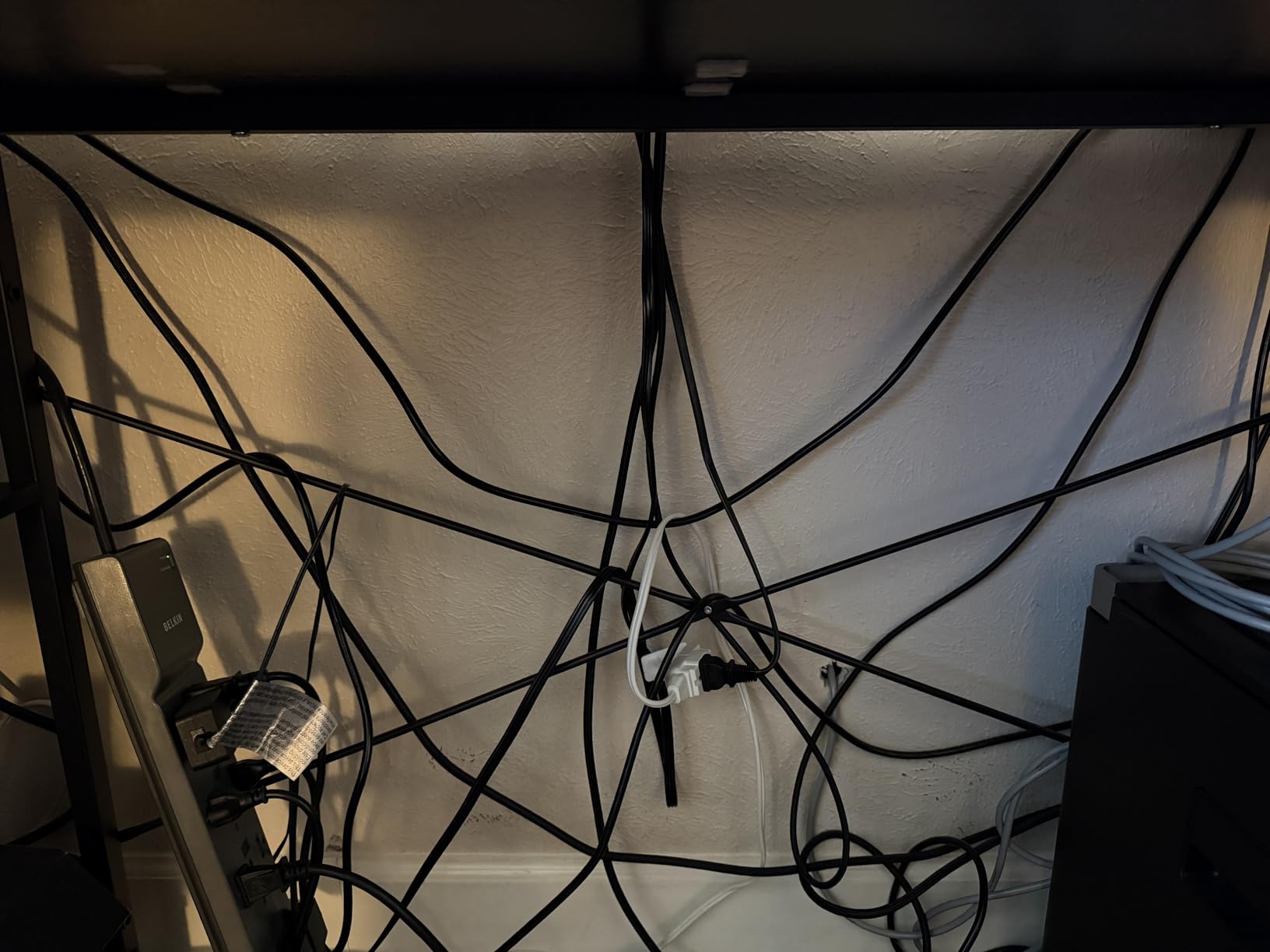 Cable Management, 25'' Cable Management Under Desk No Drill, Metal Cord Organizer with Clamp for Standing Desk, Cable Organizer for Home Office, Black customer photo 1