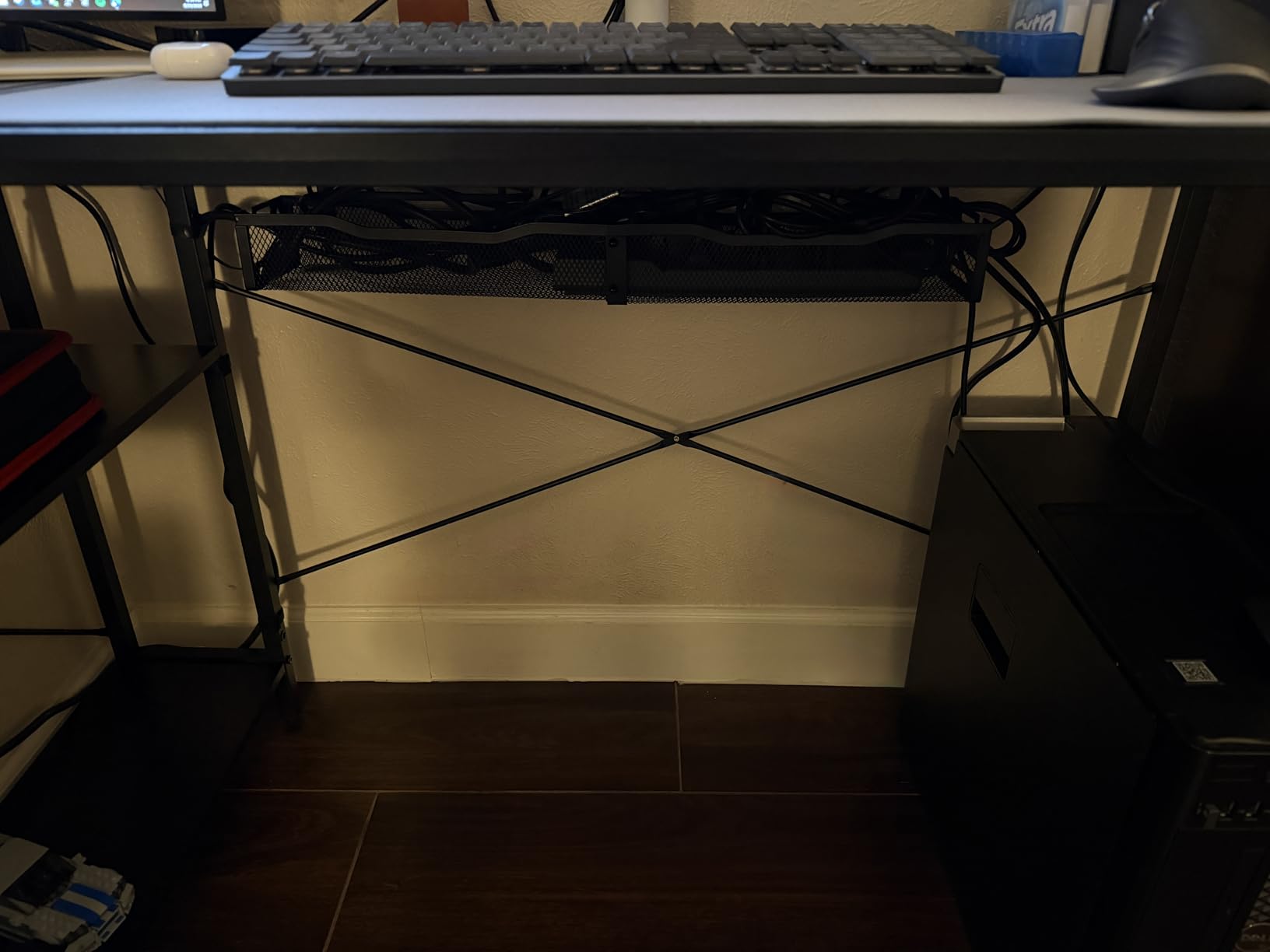 Cable Management, 25'' Cable Management Under Desk No Drill, Metal Cord Organizer with Clamp for Standing Desk, Cable Organizer for Home Office, Black customer photo 2